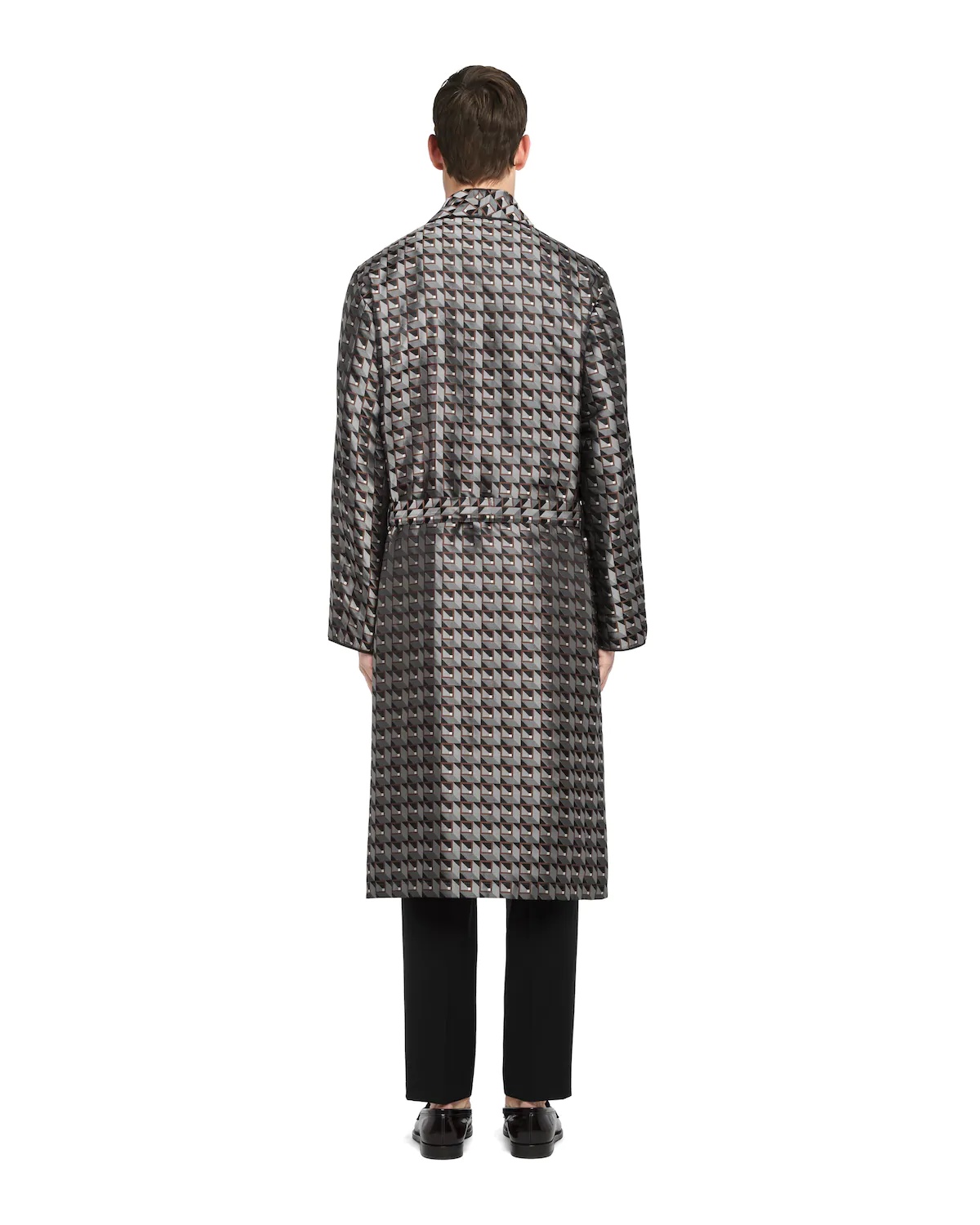 Cube print silk jacquard robe - 3