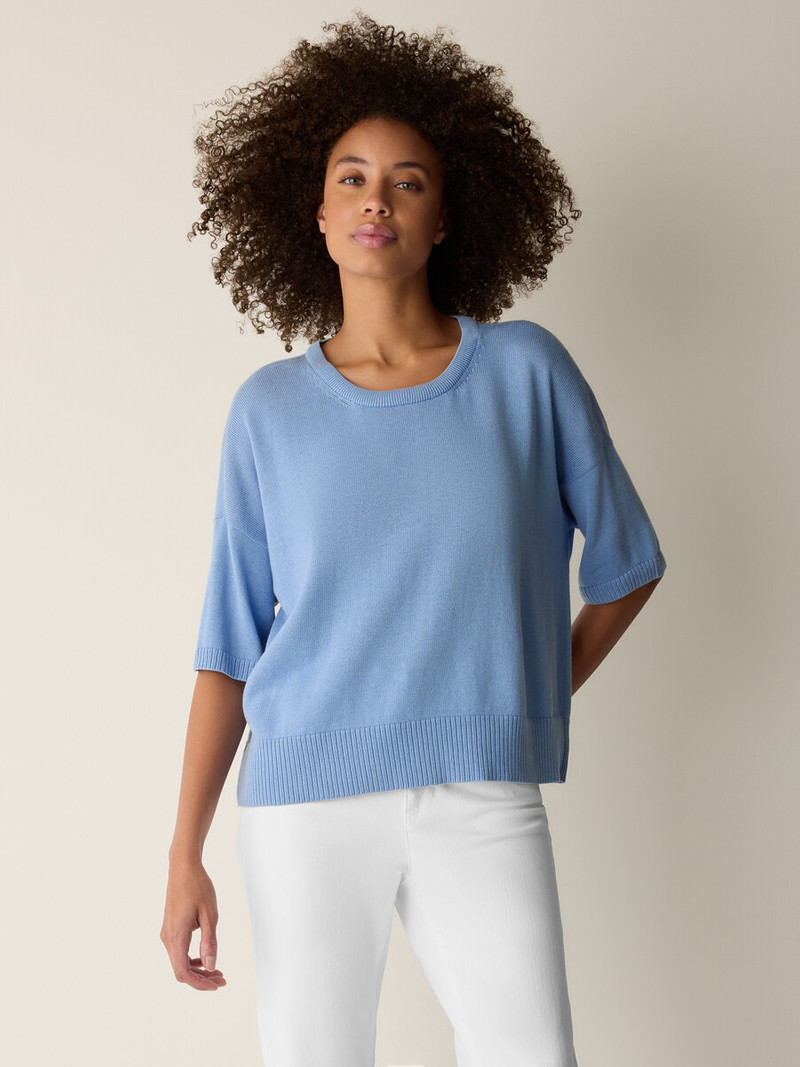 EILEEN FISHER Peruvian Cotton Blend Elbow-Sleeve Top outlook