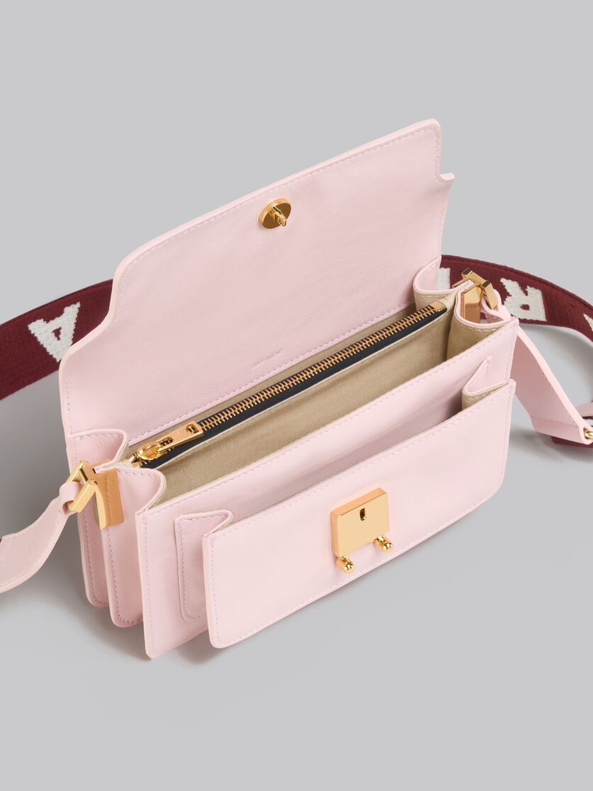 PINK LEATHER E/W SOFT TRUNK BAG WITH LOGO STRAP - 4