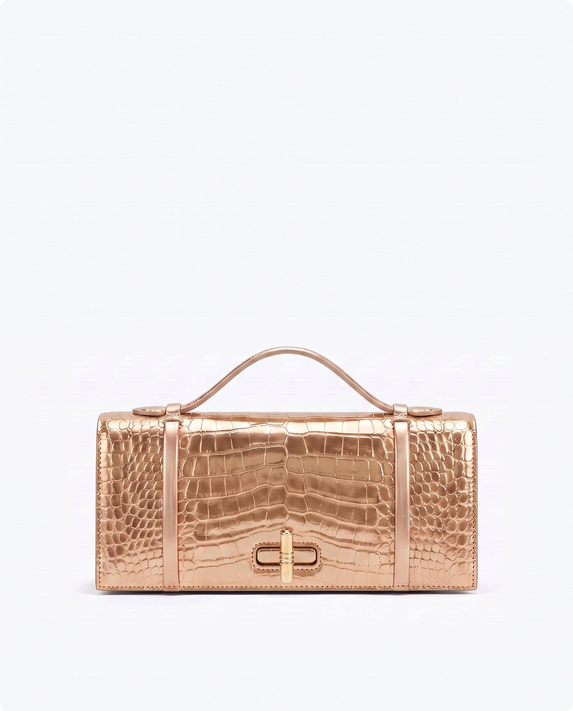 May Gold Embossed Leather Clutch Bag - 1