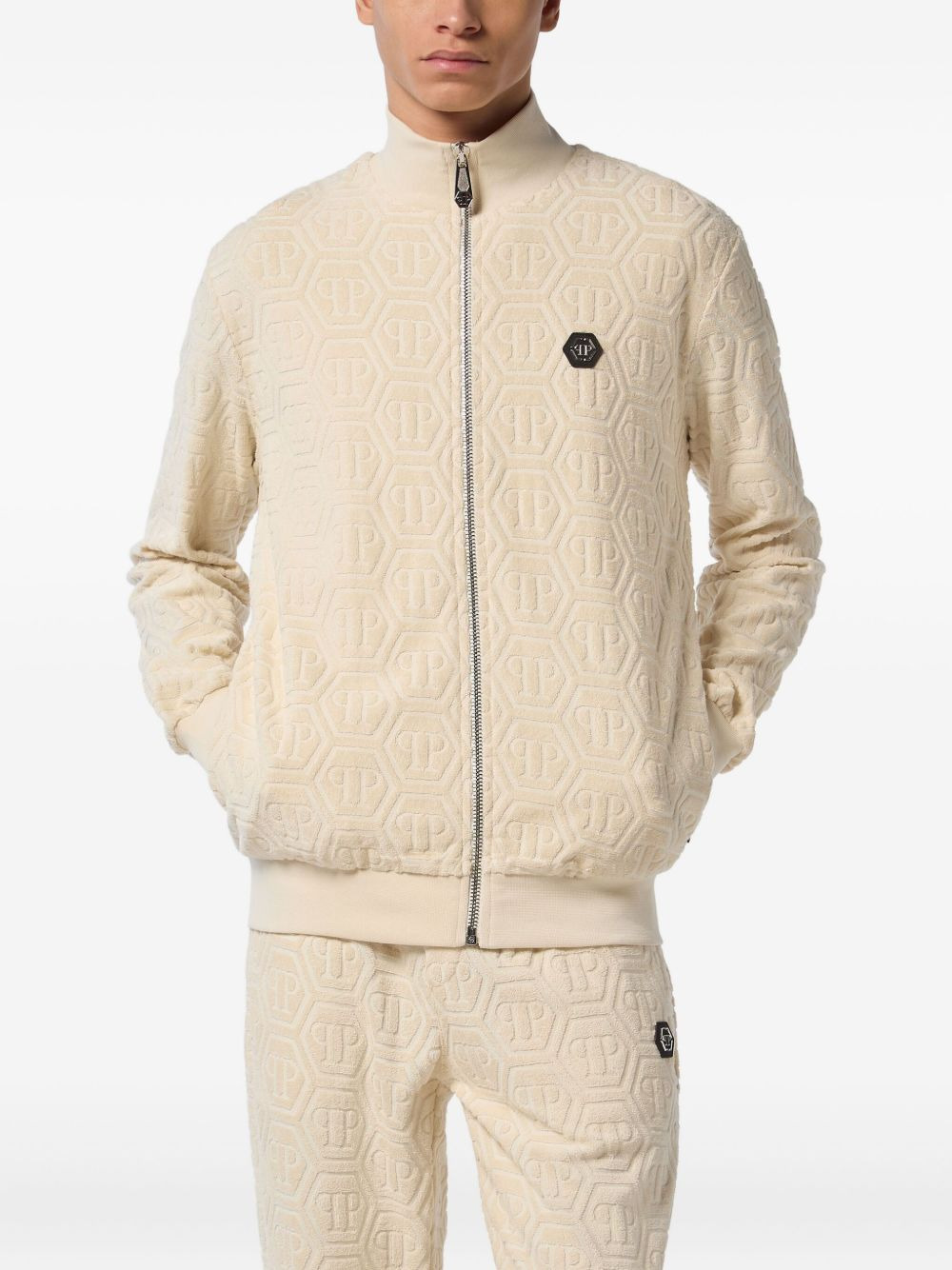monogram-jacquard track jacket - 3