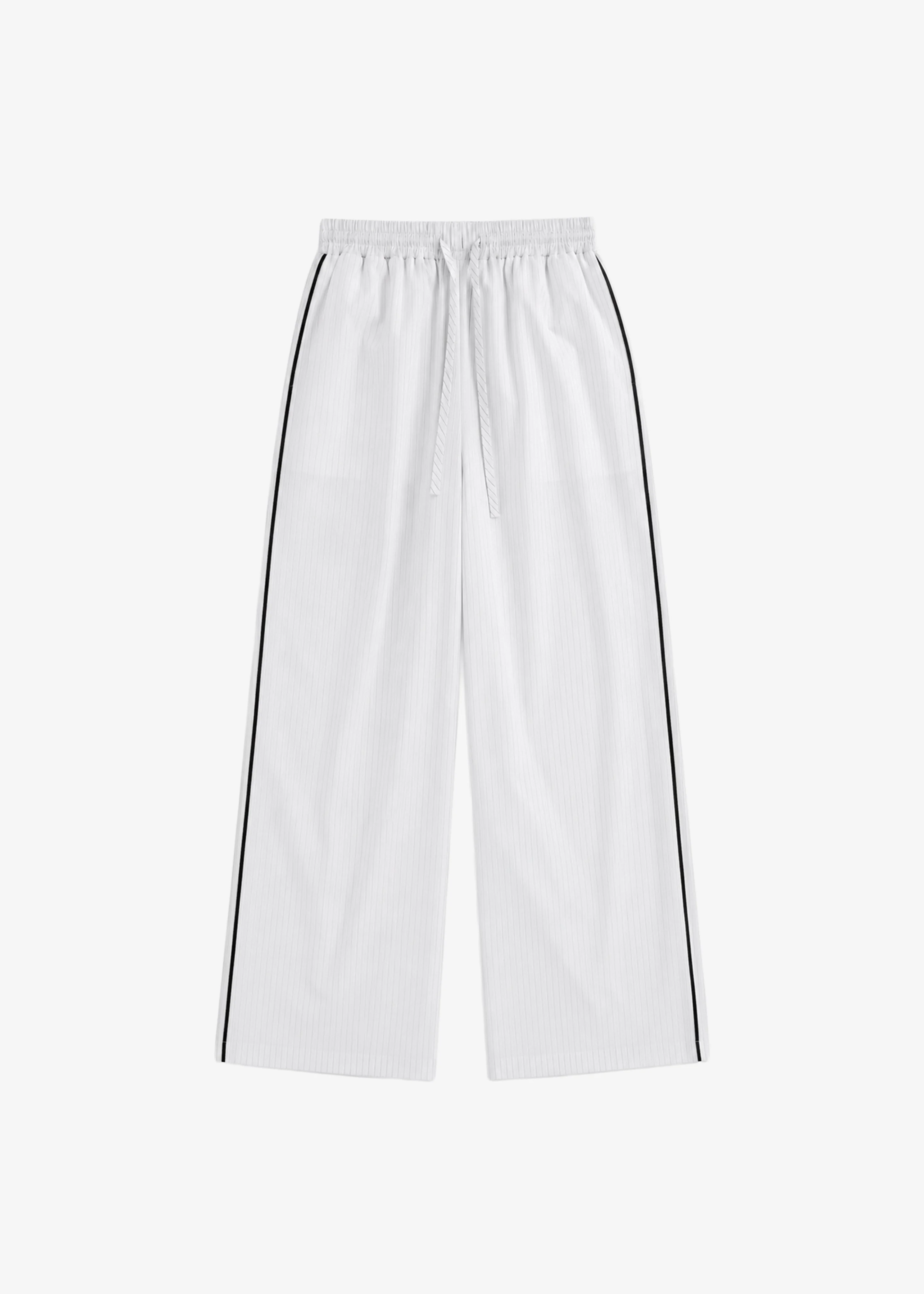Porto Contrast Piped Pants - White/Black Stripe - 1