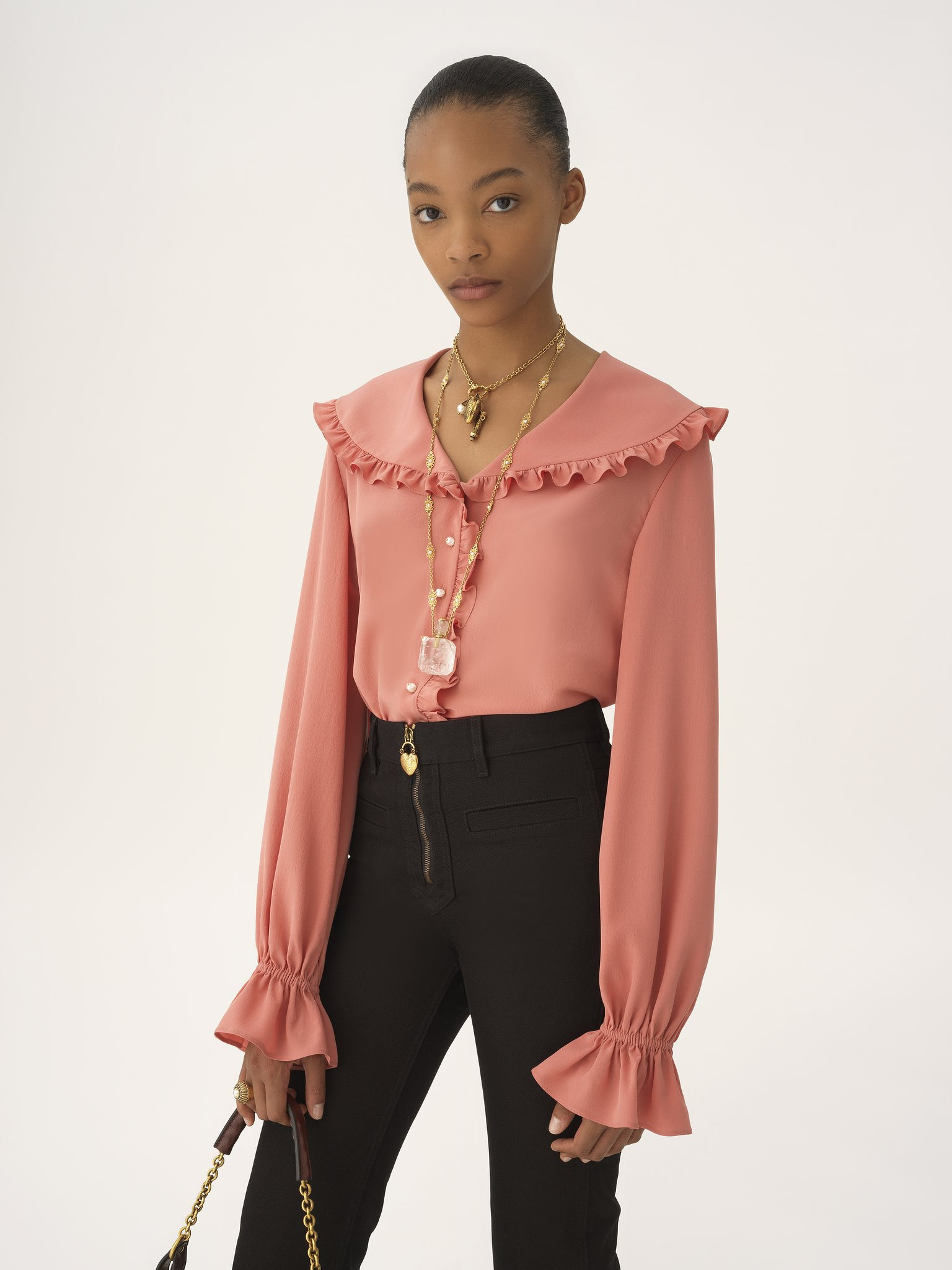 FLUID RUFFLE BLOUSE IN CRÊPE DE CHINE - 4