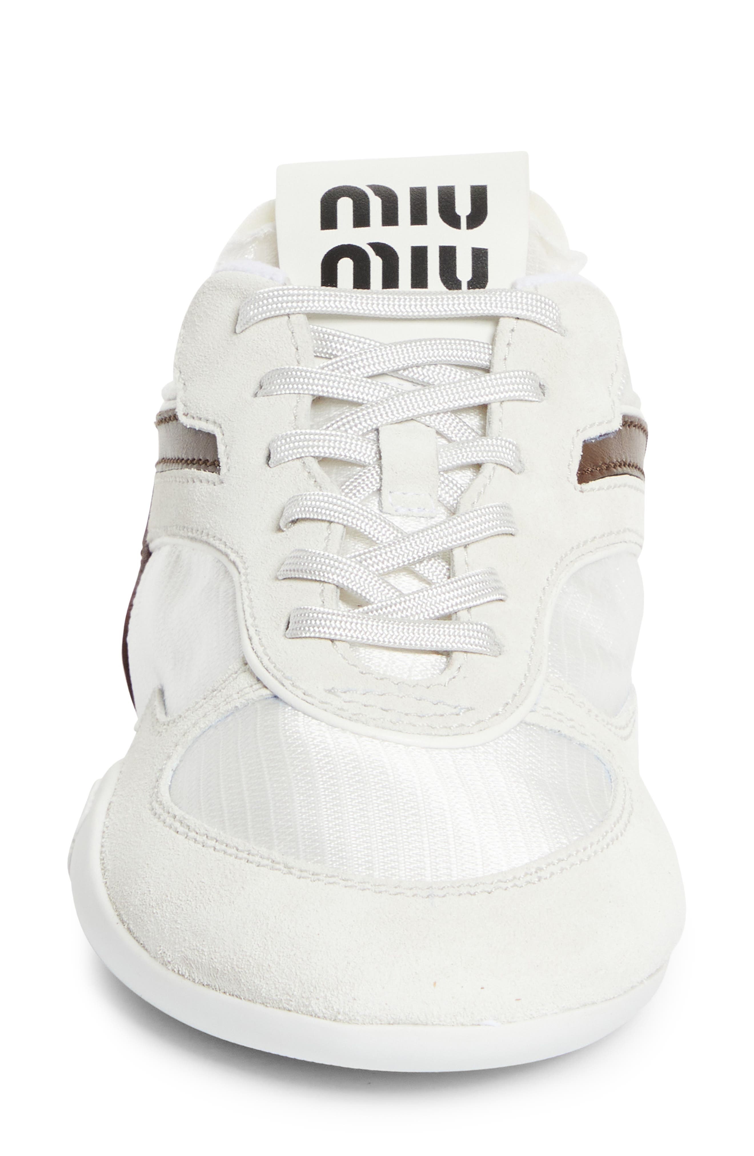 Miu Miu Gymnasium Low Top Sneaker in Bianco/Amaranto at Nordstrom - 4