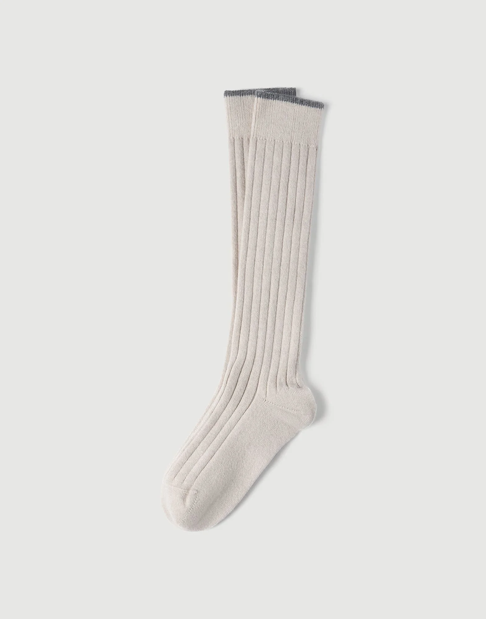 Cashmere rib knit socks - 1