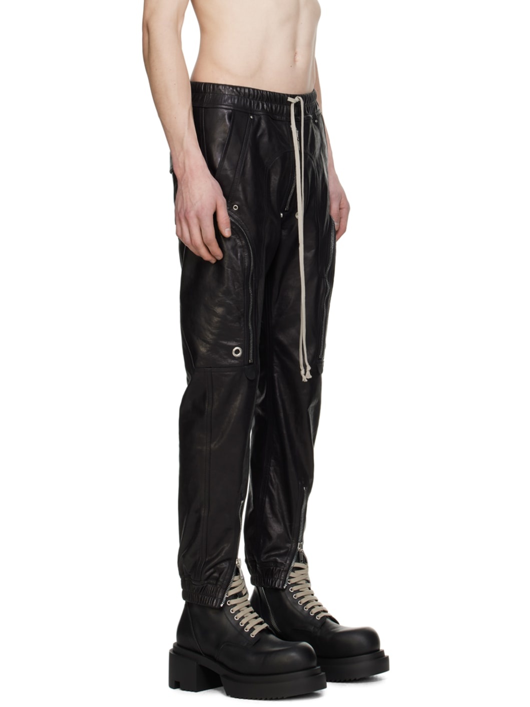 Black Bauhaus Leather Pants - 2