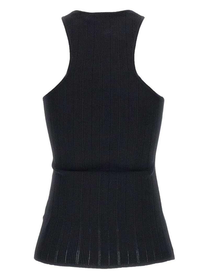 ELISABETTA FRANCHI chain-strap ribbed tank top outlook
