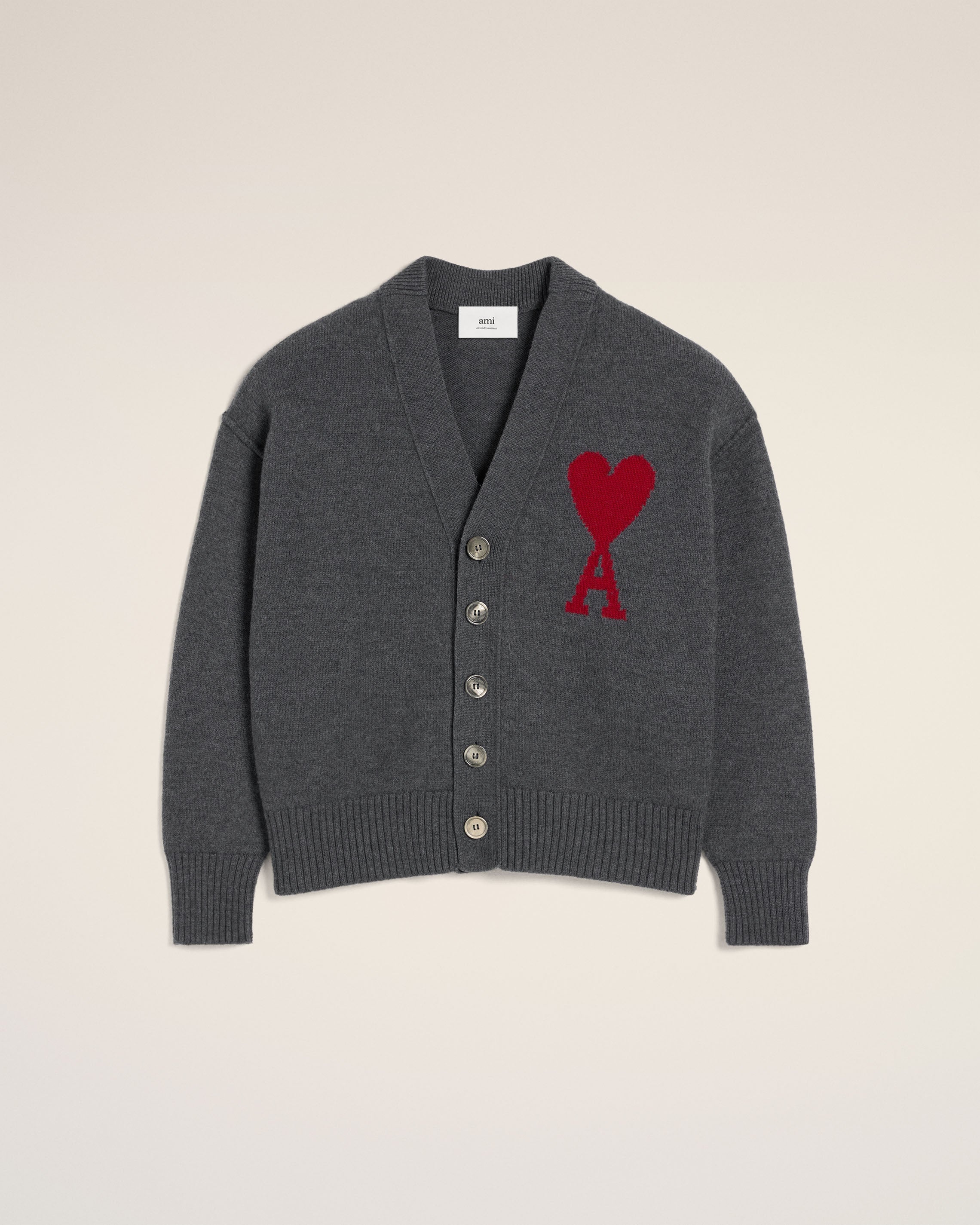 GREY WOOL AMI DE COEUR CARDIGAN - 2