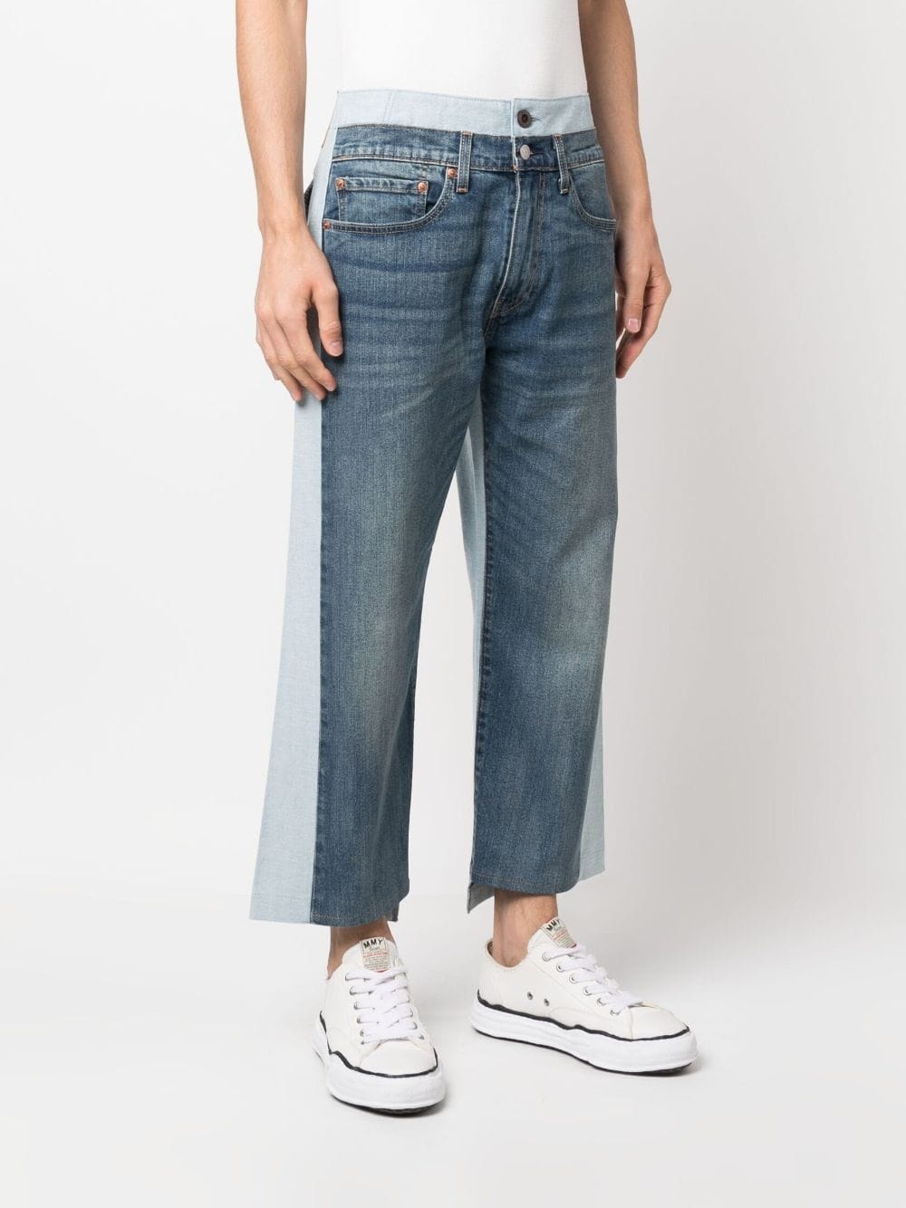two-tone cropped jeans - 3
