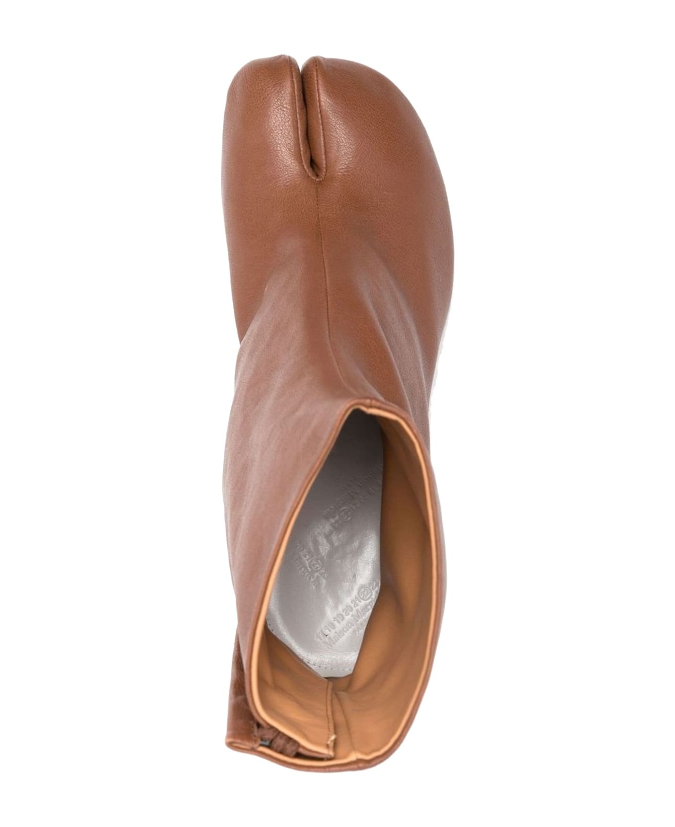 'tabi' Brown High Heel Ankle Boots In Leather Woman - 4
