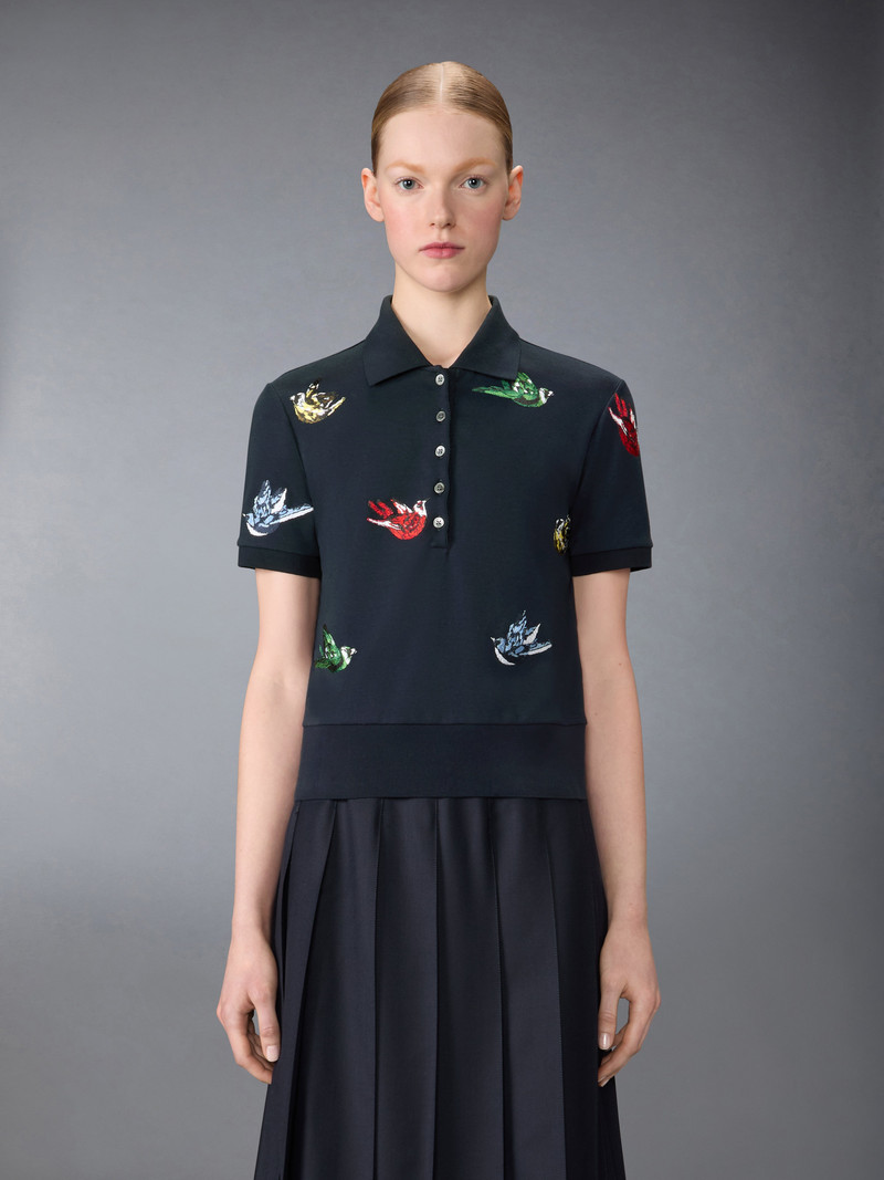 Thom Browne SATIN STITCH BIRD EMBROIDERY POLO outlook