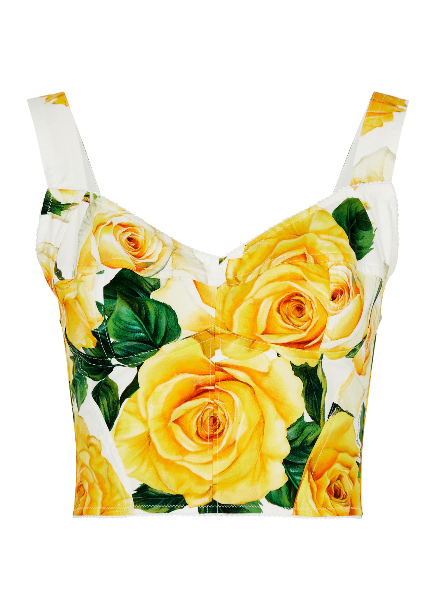 Floral-print stretch-cotton corset top - 1