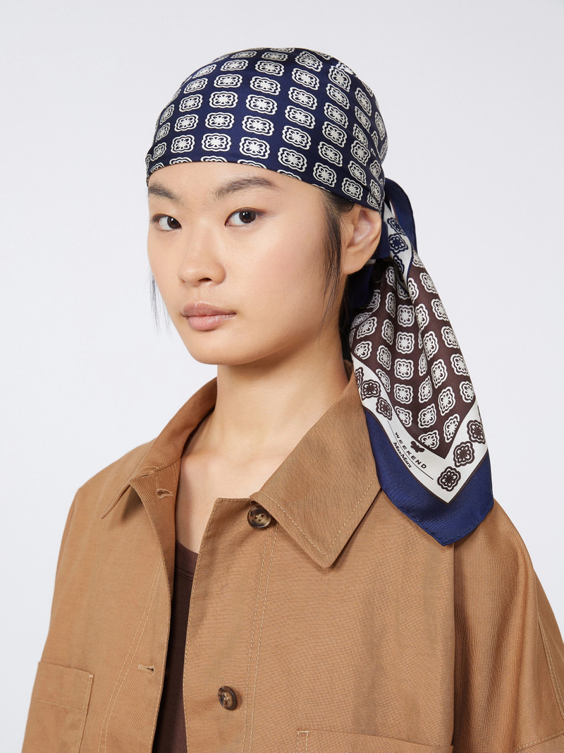 ONESTO Printed silk foulard - MUD 4
