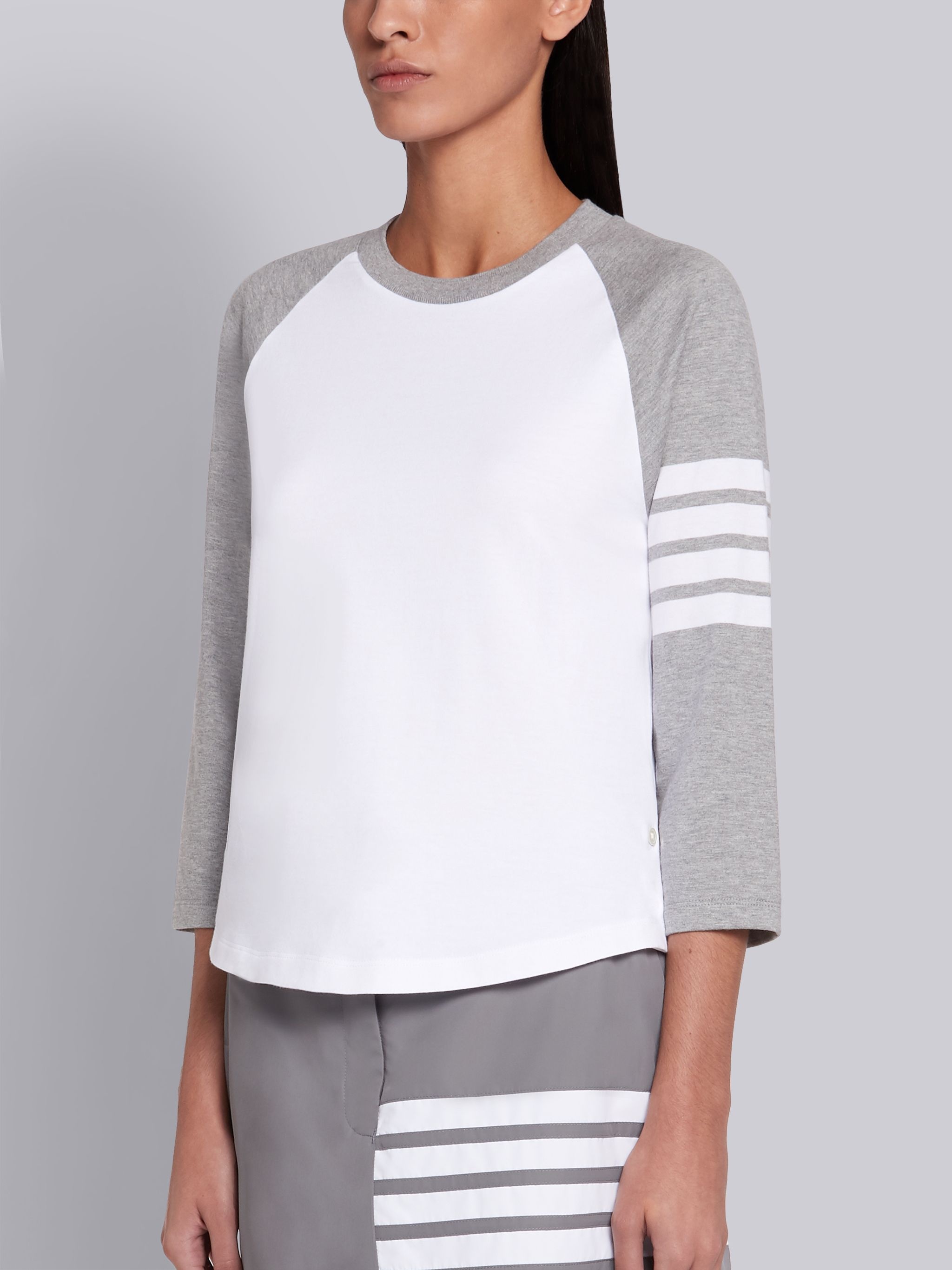 Light Grey Medium Weight Jersey Baseball Tee - 2