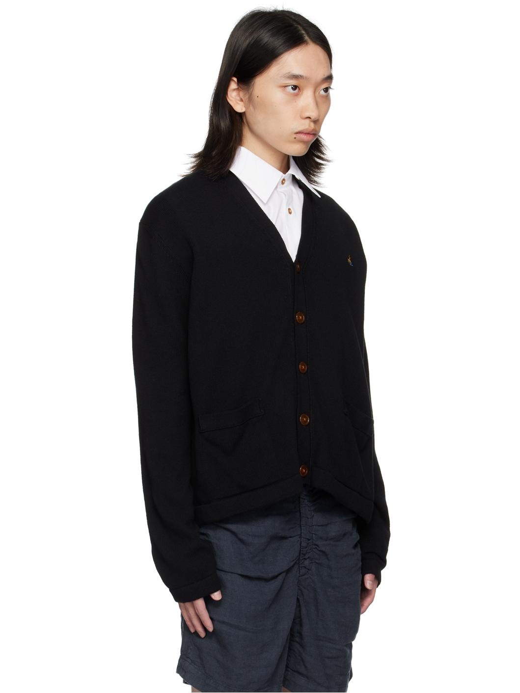 Black Embroidered-Logo Cardigan - 2