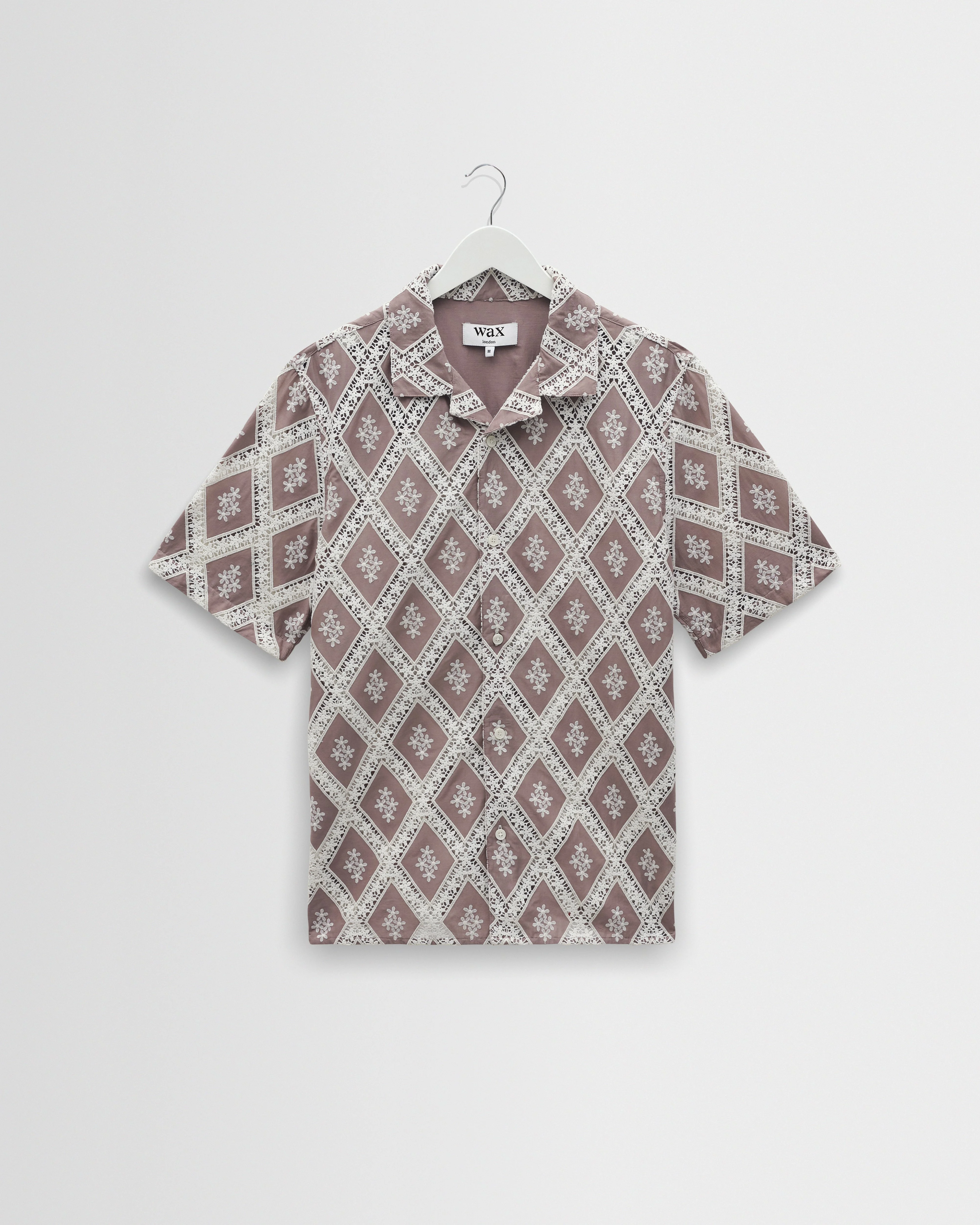 Didcot - Taupe And Ecru Diamond Lace Short-Sleeve Shirt - 1