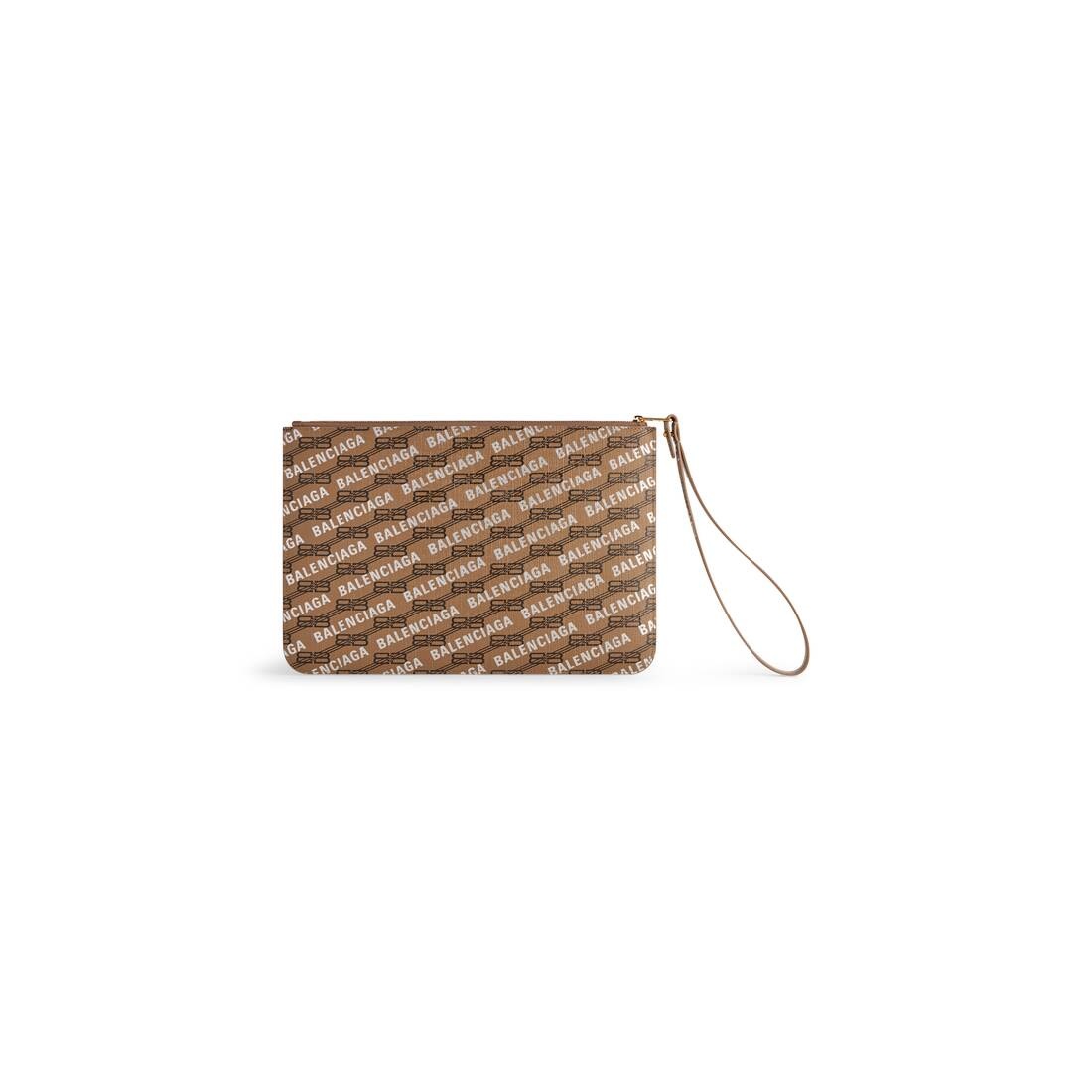 Signature Medium Pouch With Handle Bb Monogram Coated Canvas And Allover Logo in Beige - 2