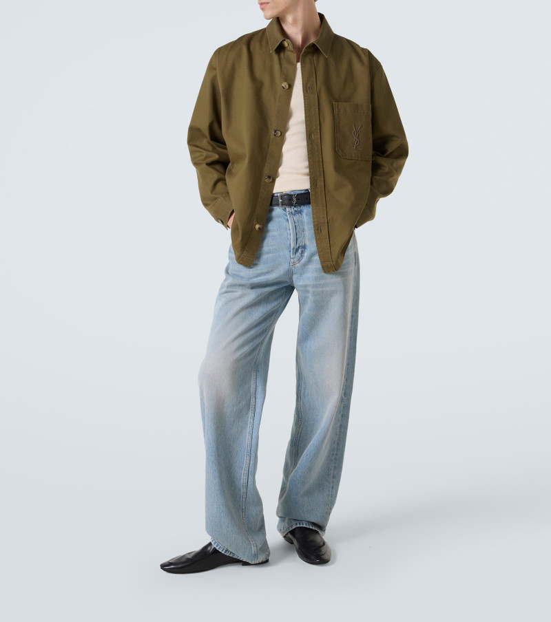 SAINT LAURENT Cassandre cotton and linen overshirt outlook