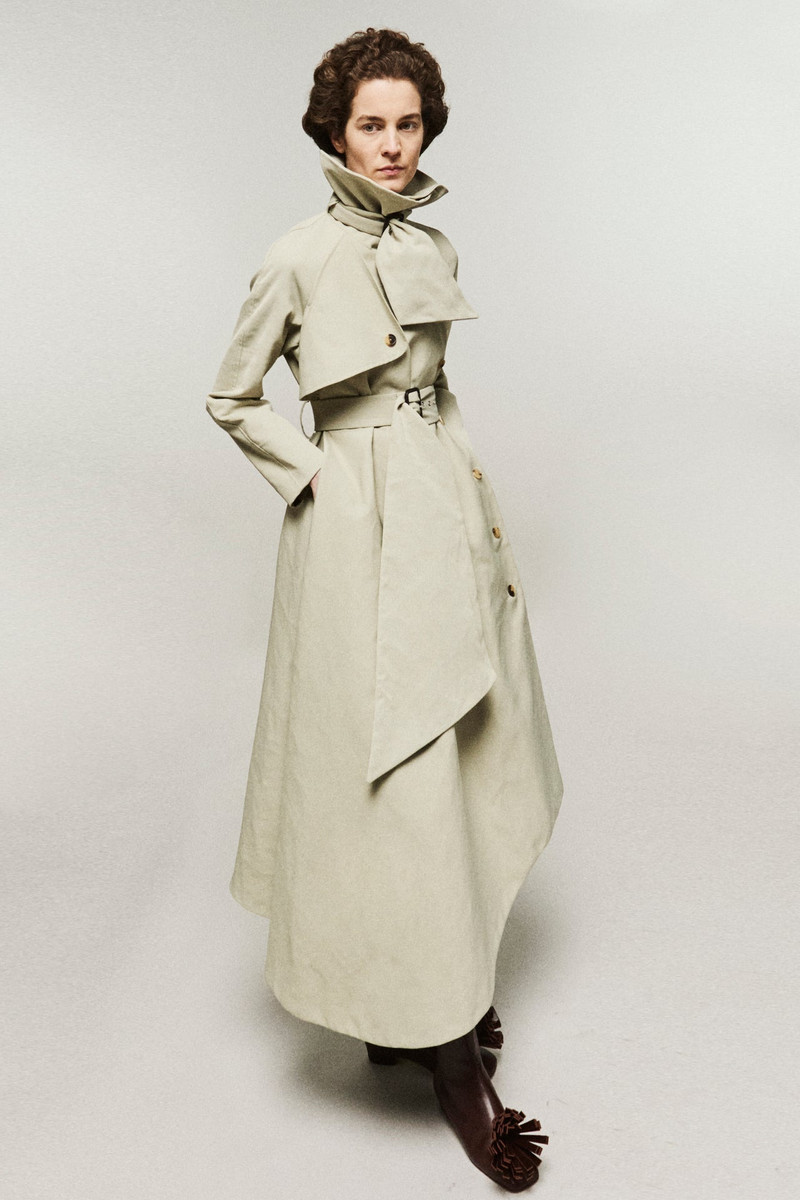FLARED BELTED TRENCH COAT LIGHT KHAKI 2