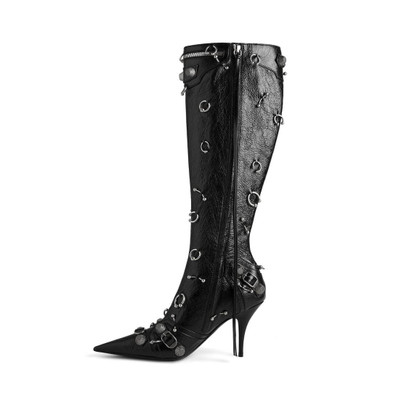 BALENCIAGA Women's Cagole 90mm Boot With Piercings  in Black outlook