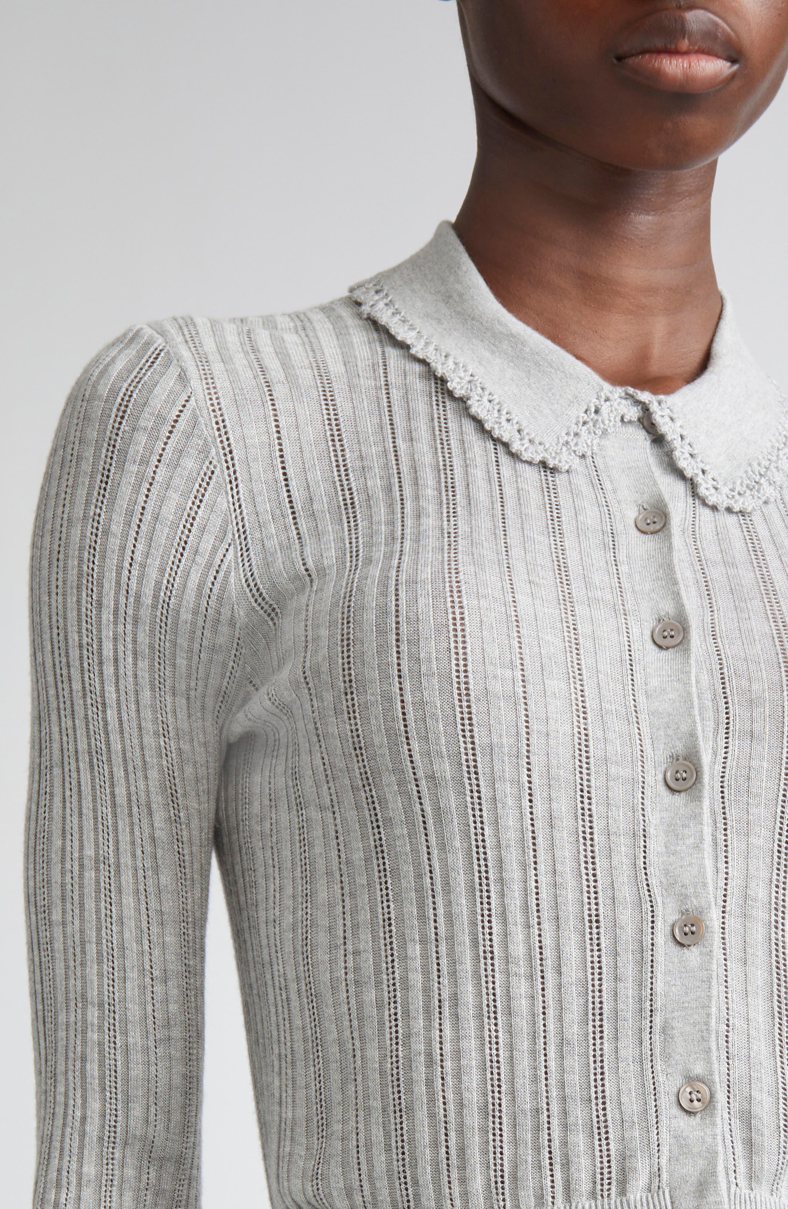 Ulla Johnson Lottie Pointelle Rib Cardigan in Slate at Nordstrom - 5