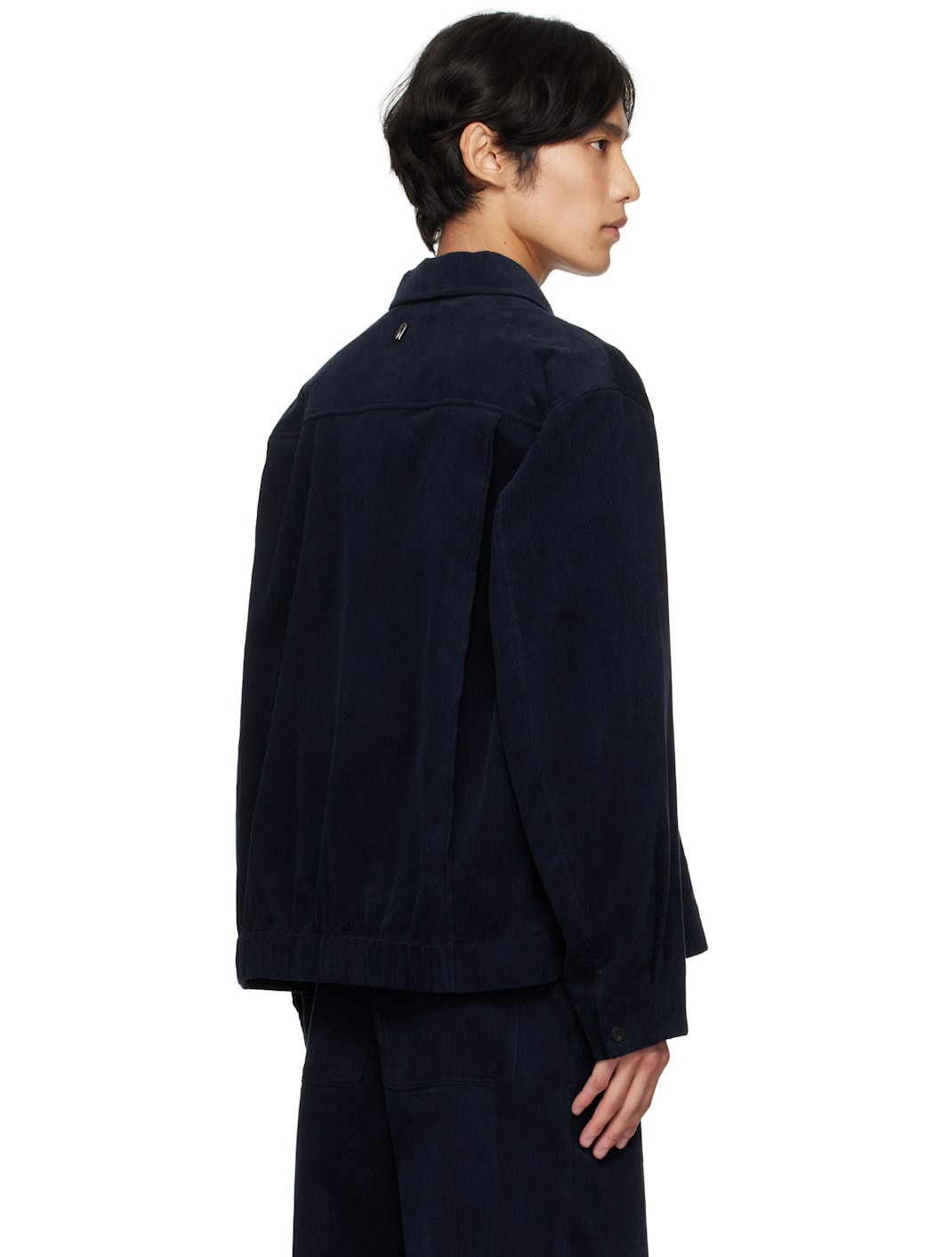 Navy Corduroy Layered Pocket Jacket - 3