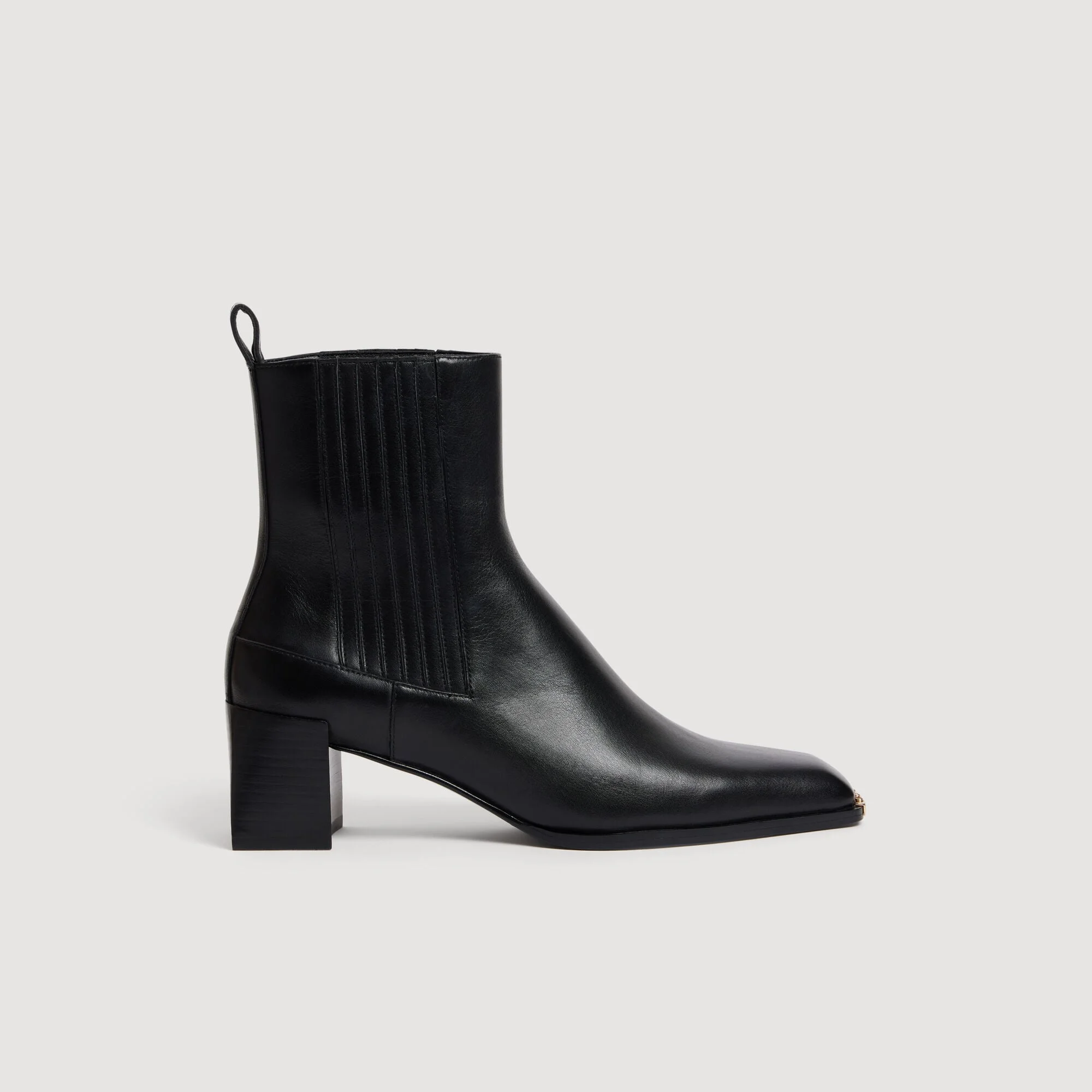 SQUARE TOE LEATHER ANKLE BOOT - 1