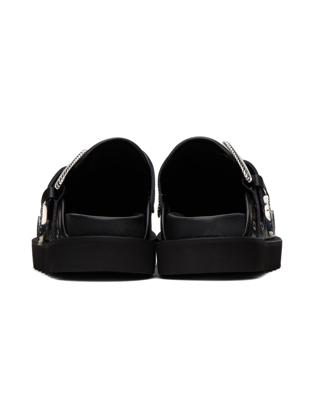 Black Eyelet Metal Sabot Slippers - 2