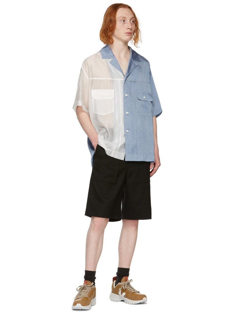 FENG CHEN WANG Blue & White Semi-Sheer Shirt outlook