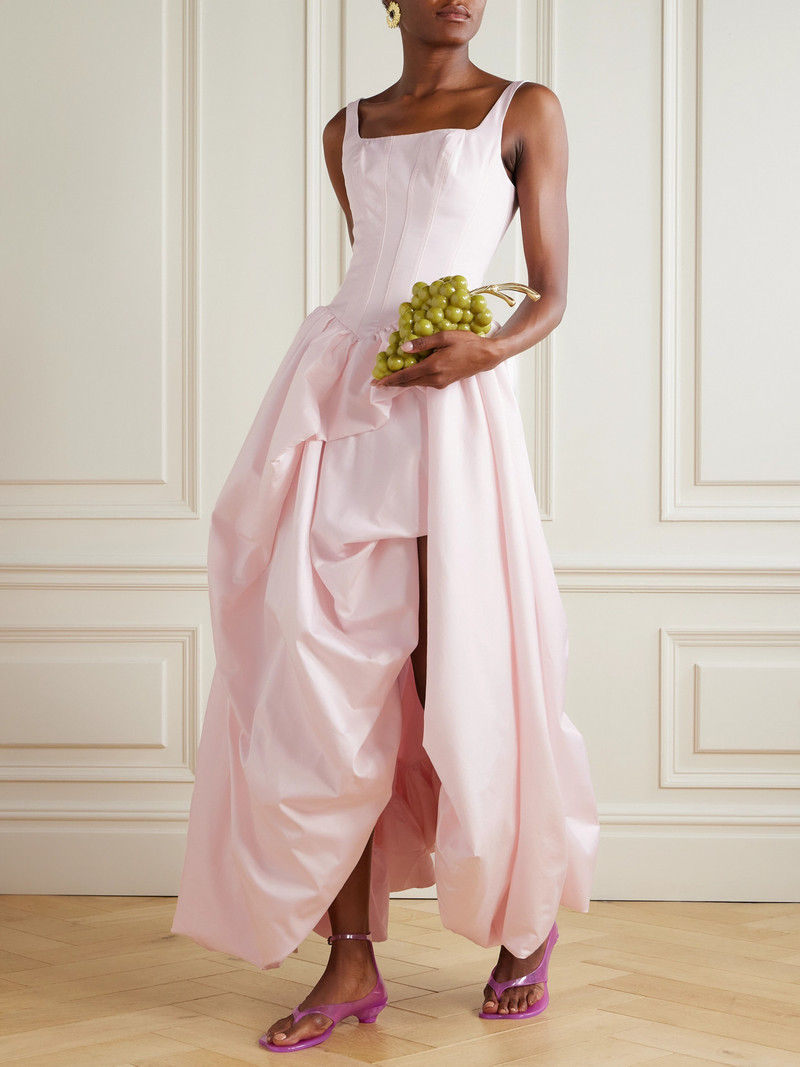 Aje. Alani Asymmetric Ruffled Pleated Cotton-twill Gown outlook