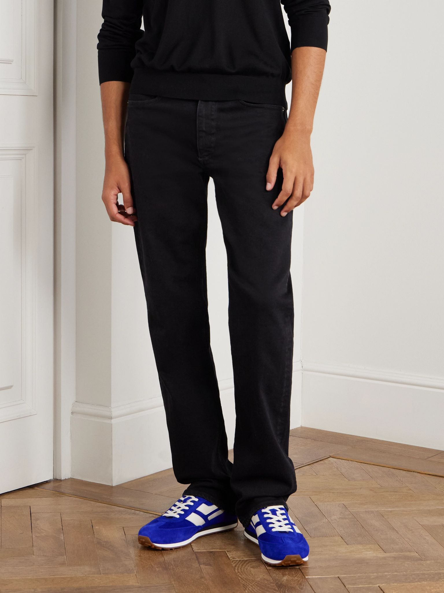 Mick Leather-Trimmed Suede Sneakers Blue - 2