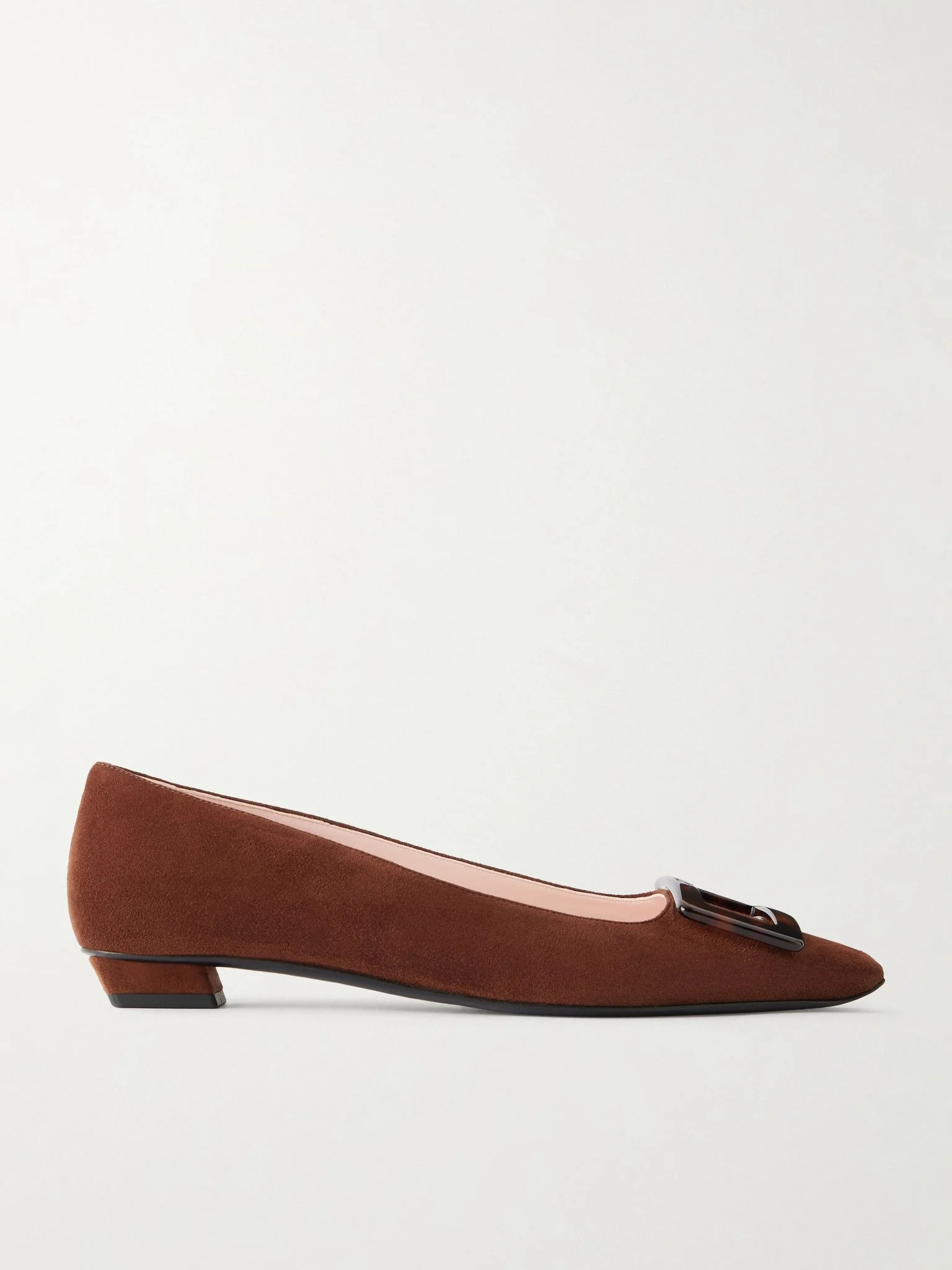 Belle Vivier buckled suede ballet flats Tan - 1
