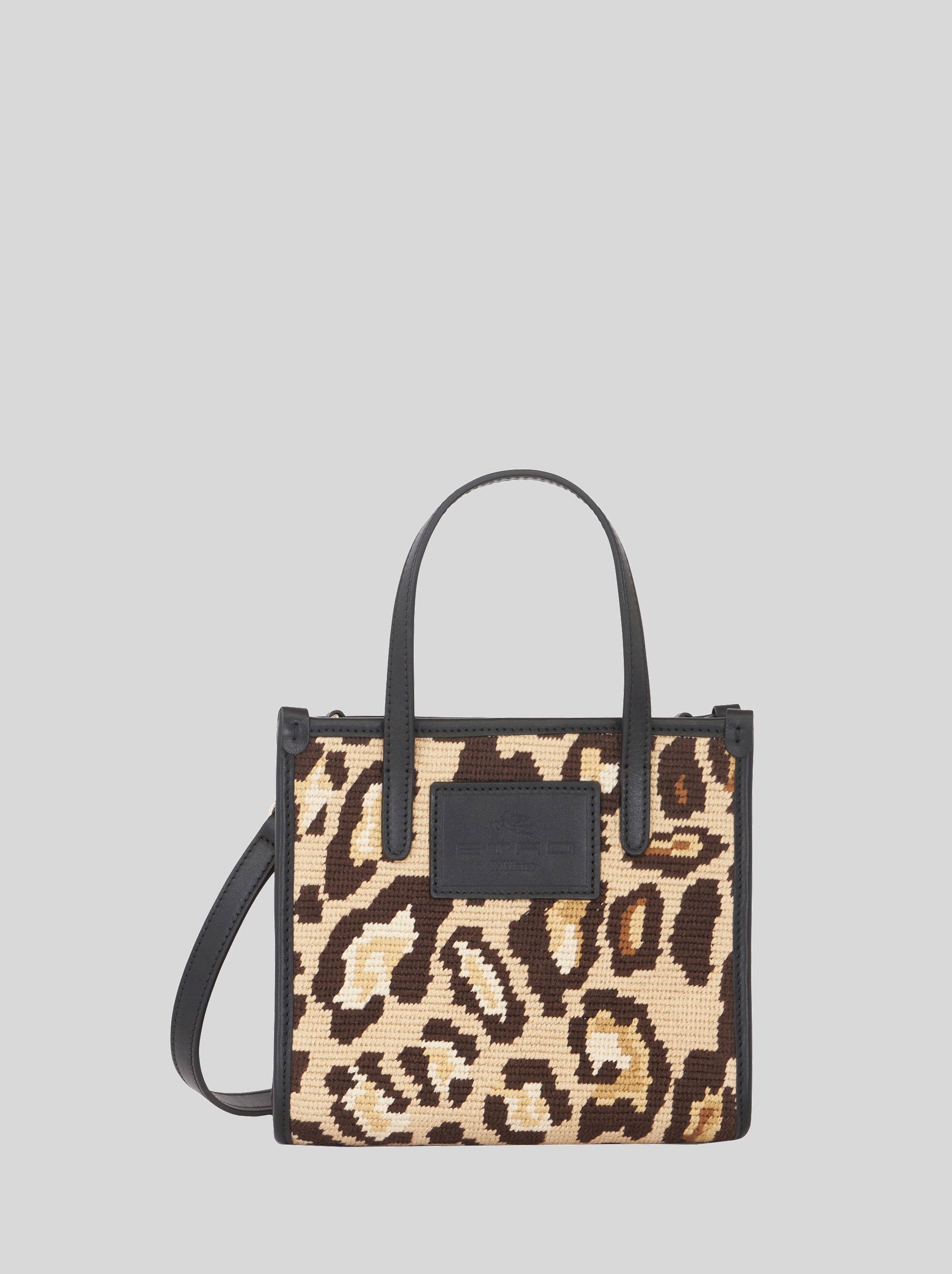 MINI SHOPPING BAG WITH ANIMALIER EMBROIDERY - 1