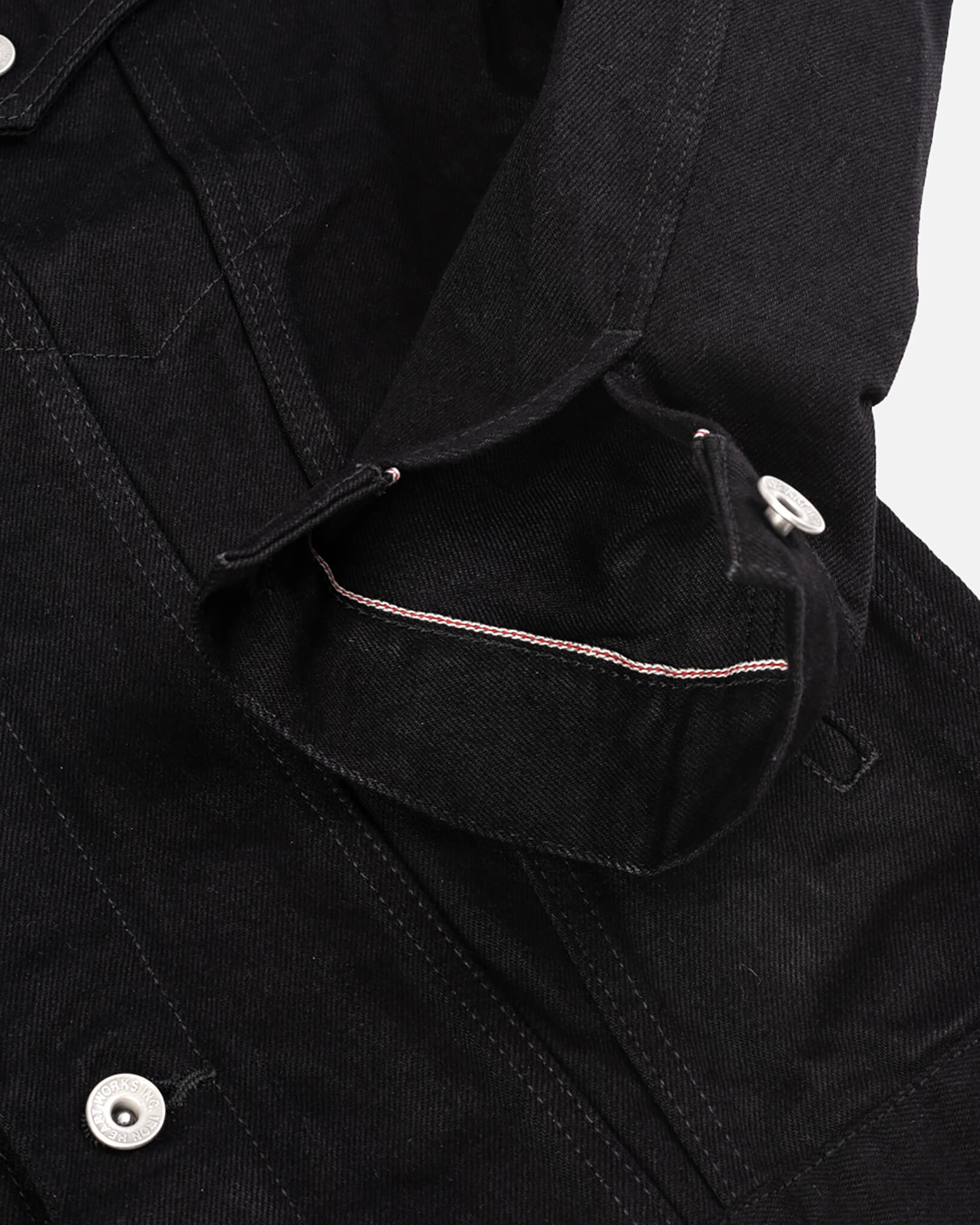 IHJ-86-BLK 14oz Selvedge Denim Modified Type III Jacket -  Black/Black - 14