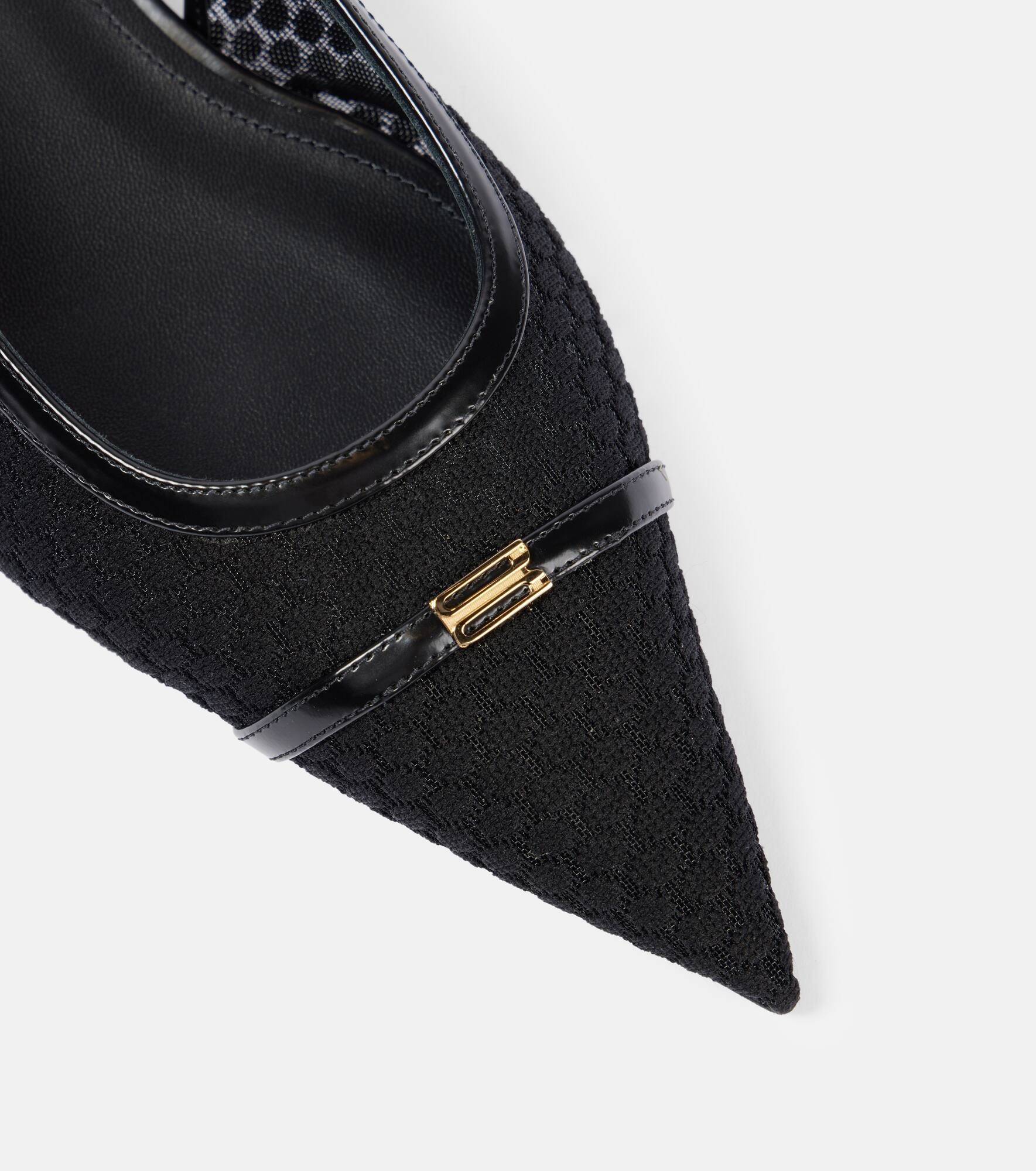 Leather-trimmed mesh slingback flats - 5