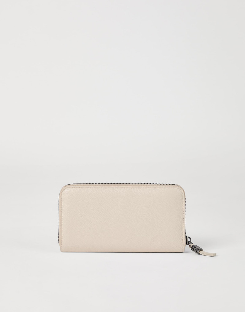 Brunello Cucinelli Grained leather wallet with shiny zipper pull outlook