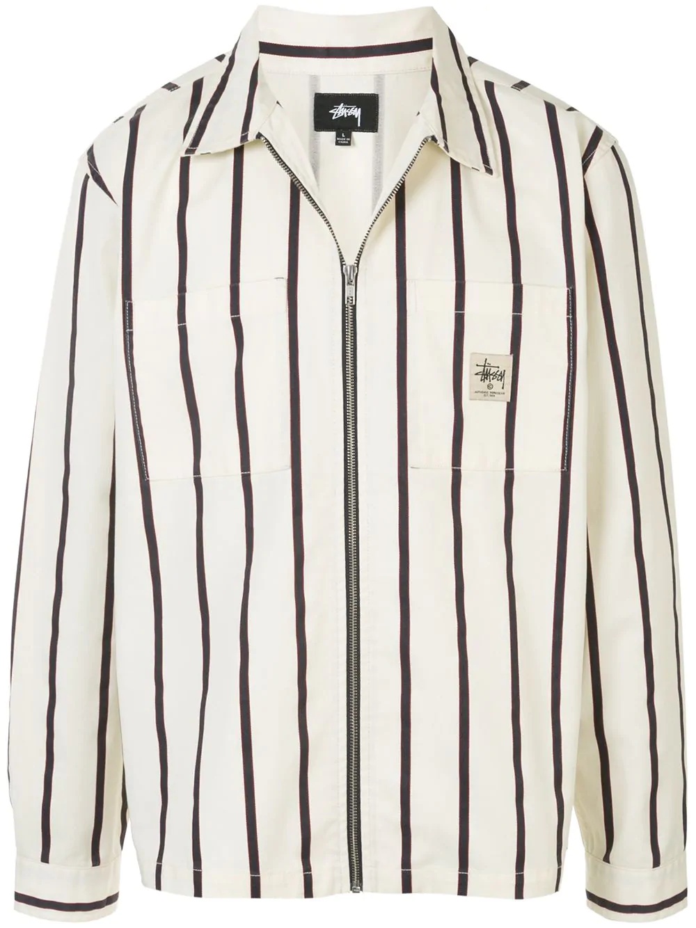 striped shirt jacket - 1