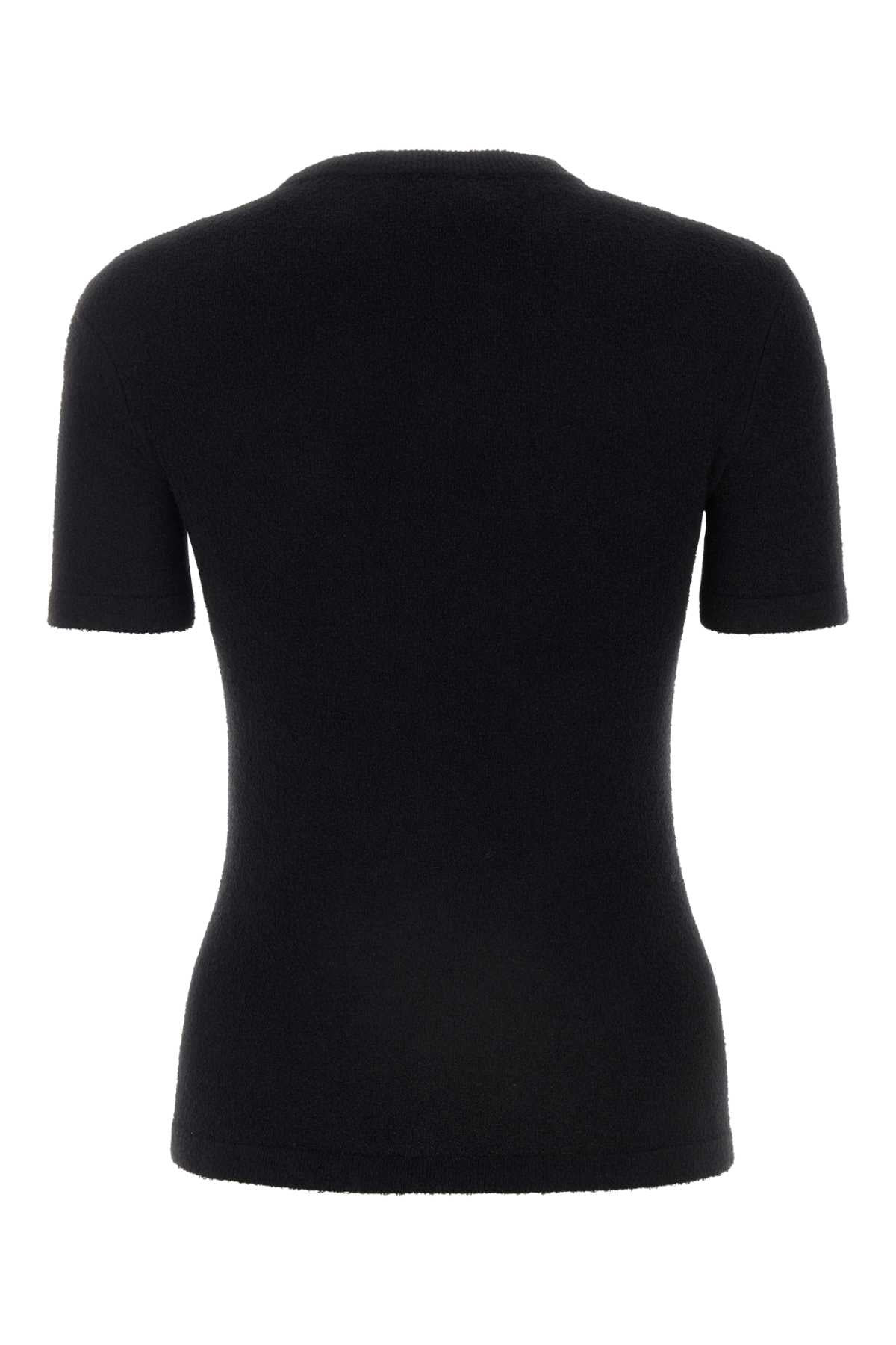 Balenciaga Women Black Terry Fabric T-Shirt - 2