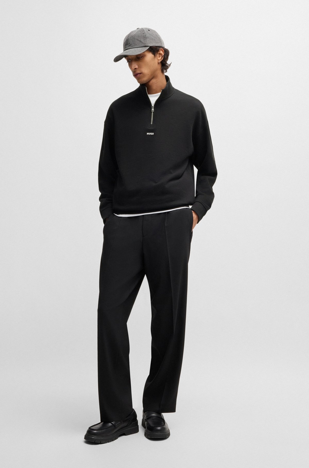 COTTON-TERRY ZIP-NECK SWEATSHIRT WITH LOGO PRINT - 4