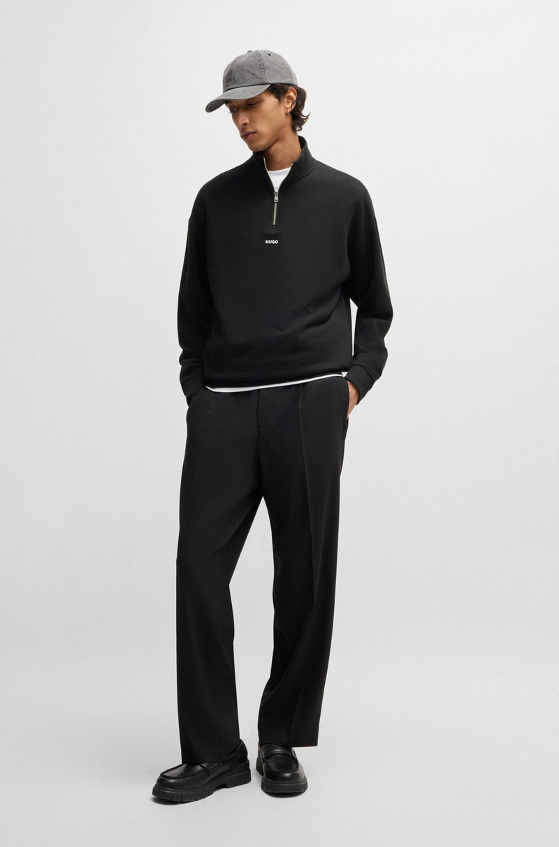 HUGO COTTON-TERRY ZIP-NECK SWEATSHIRT WITH LOGO PRINT outlook