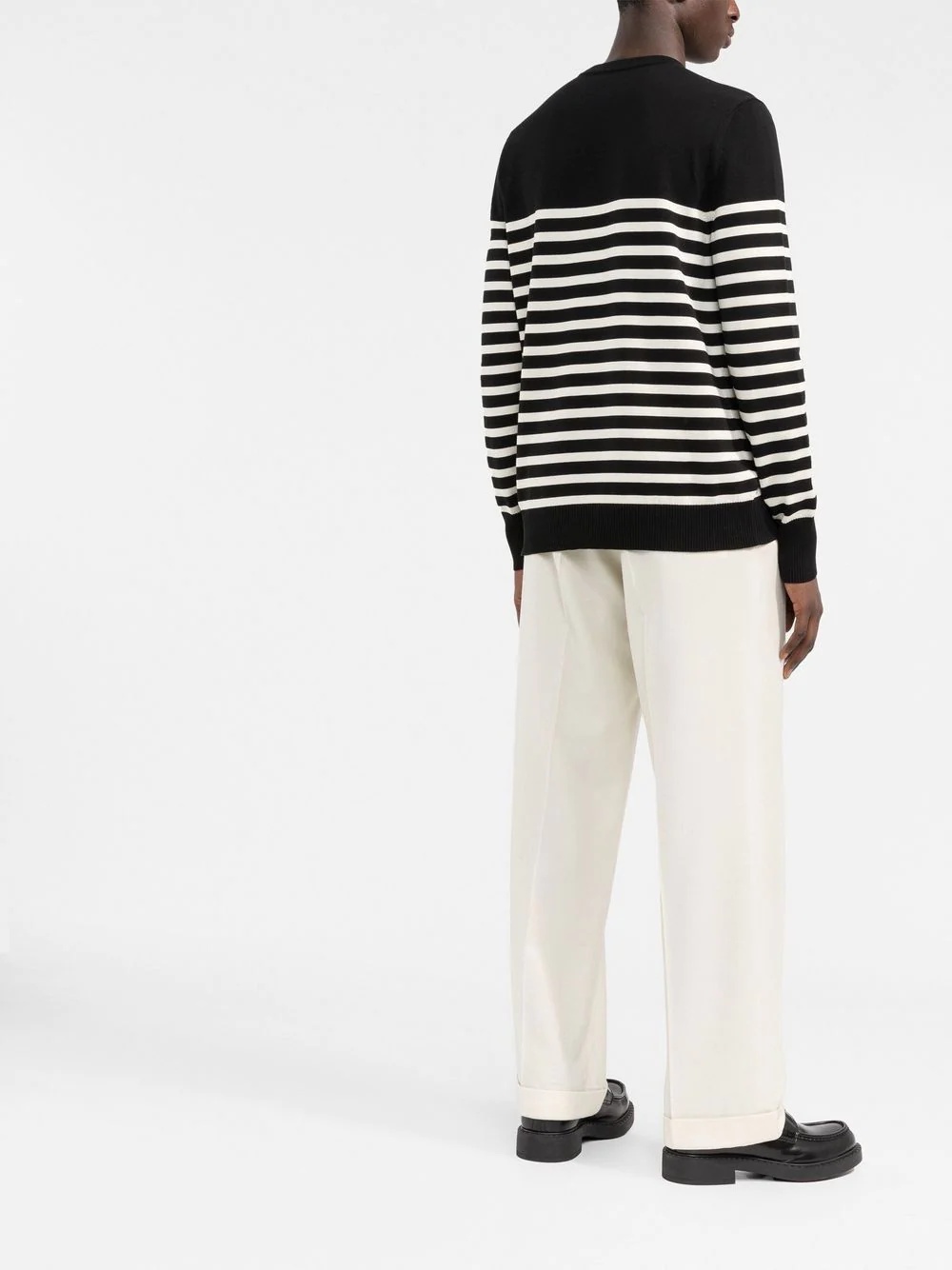 logo-knit striped cotton jumper - 4