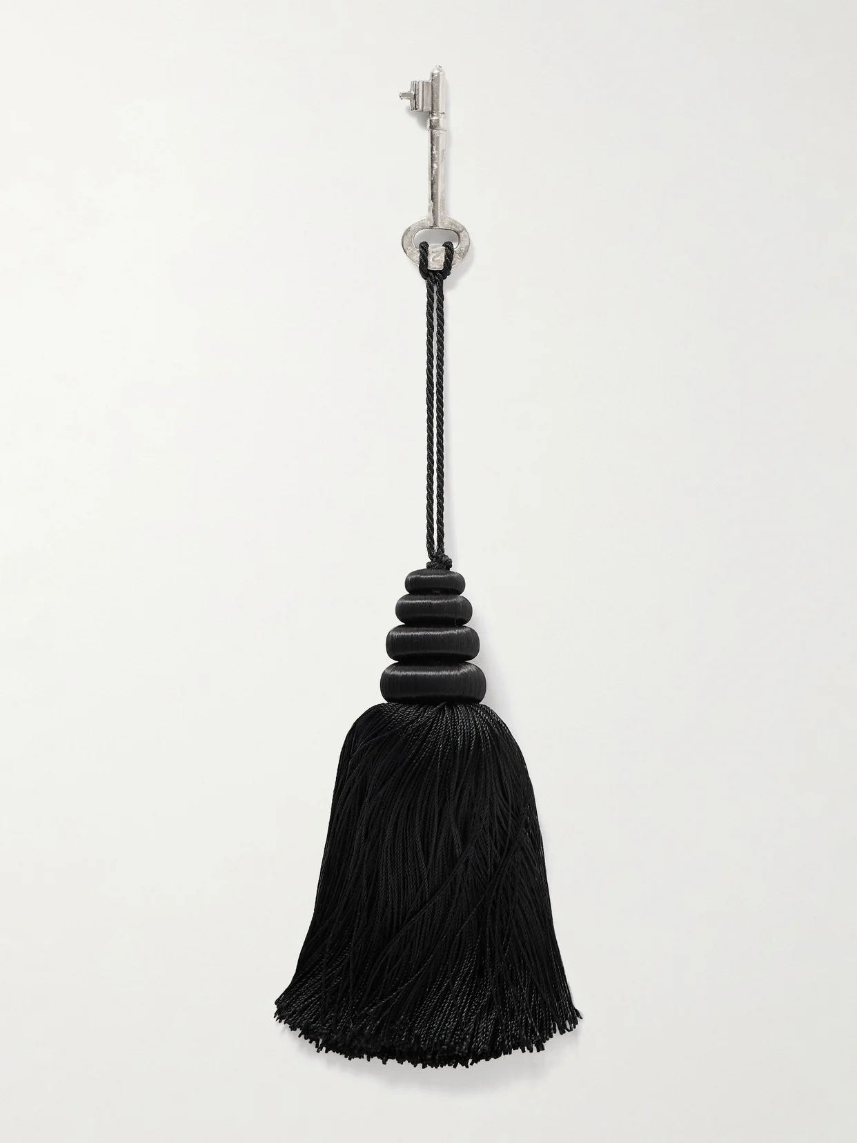 Tasseled Satin And Silver Bag Charm - 1