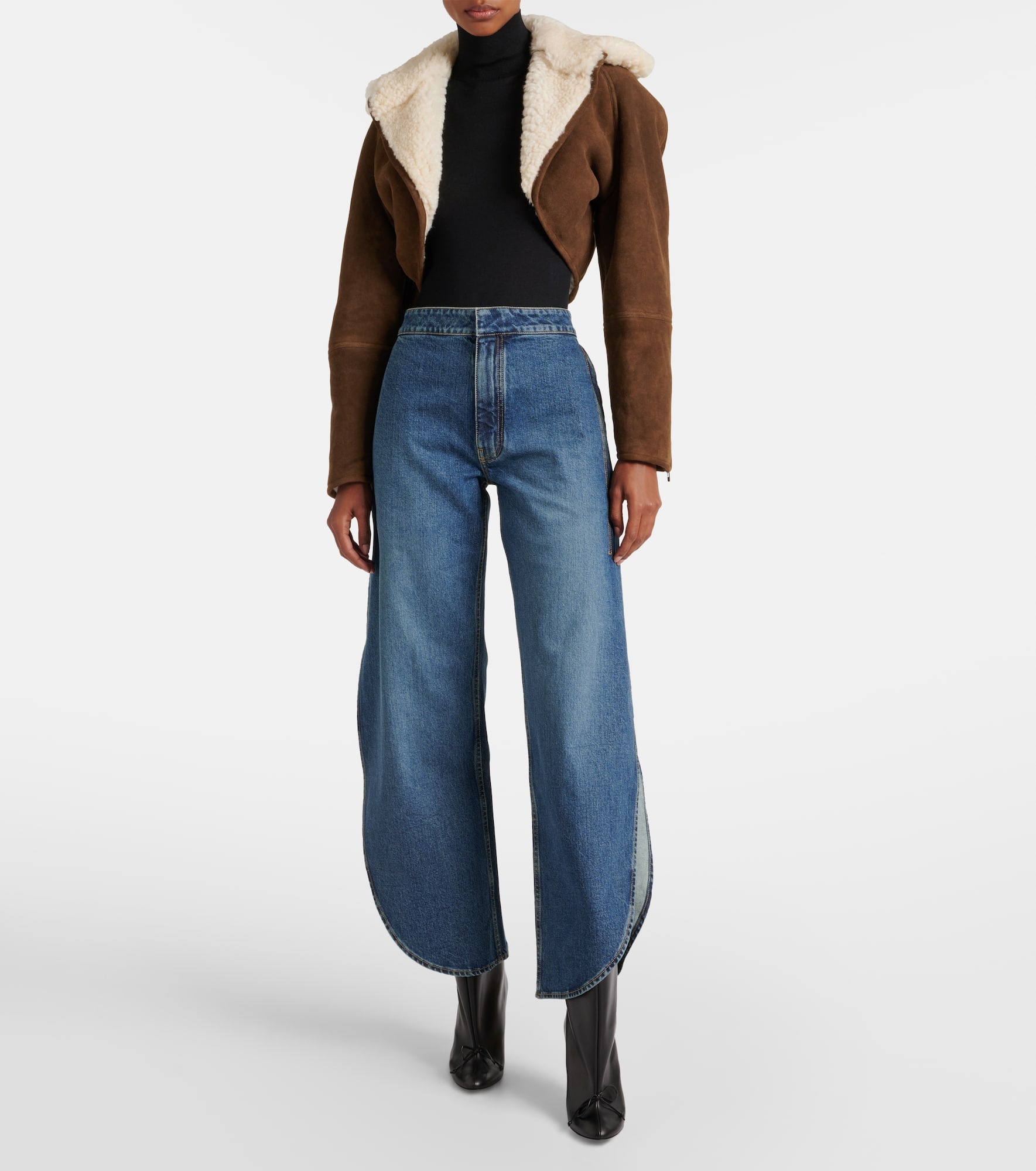 Shearling-trimmed suede jacket - 2