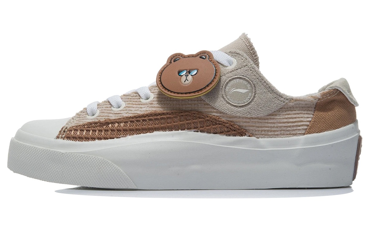 (WMNS) Li-Ning x Line Friend Vulc Low 'Brown White' AGCR280-1 - 2