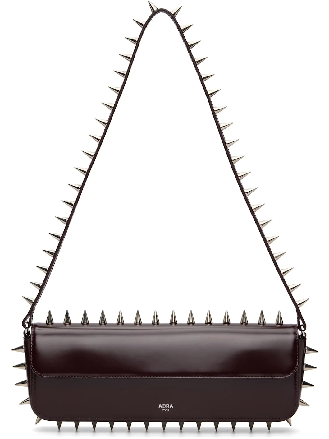 Burgundy Spike Baguette Bag - 1