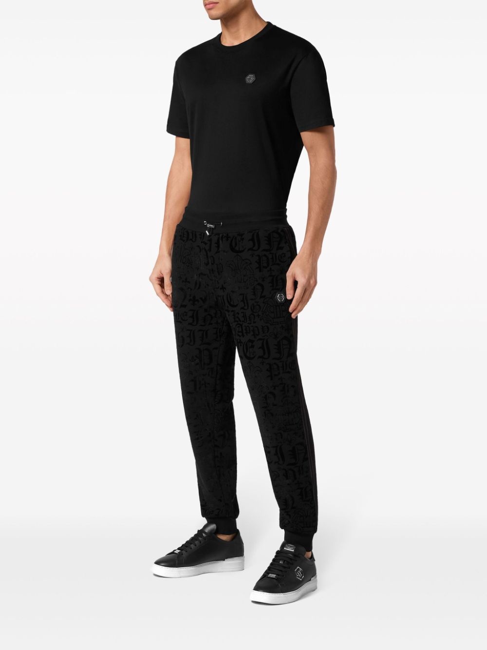 gothic-print drawstring-waist track pants - 2