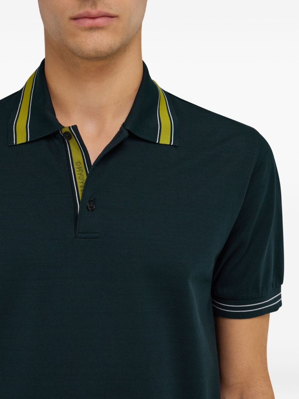 striped-collar polo shirt - 5