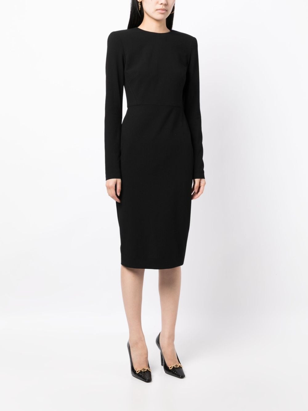 round-neck fitted-waist dress - 3