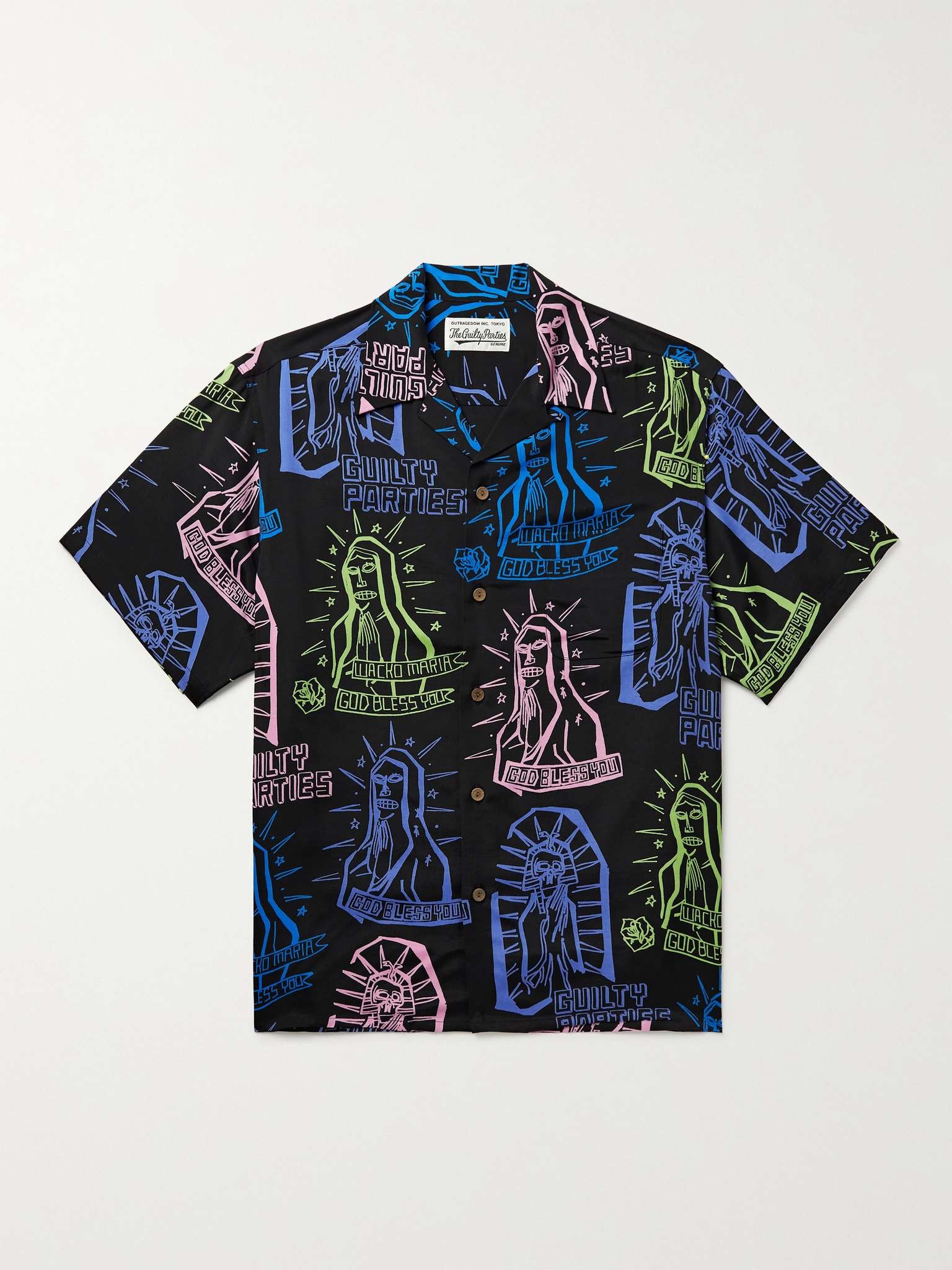 Camp-Collar Printed Woven Shirt - 1