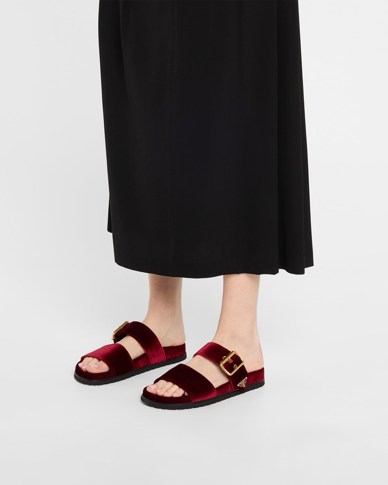 Prada Velvet Dual-Band Flat Sandals outlook